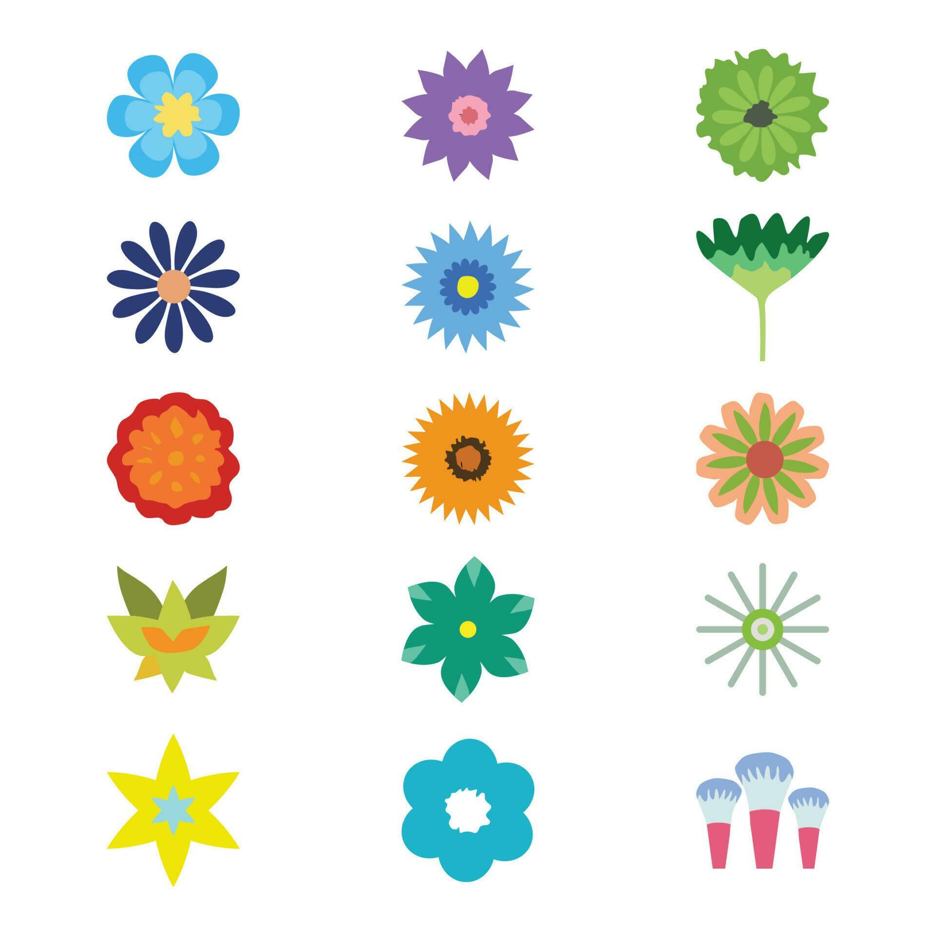 Set of floral elements. Different types of vector flower elements. Stock Free