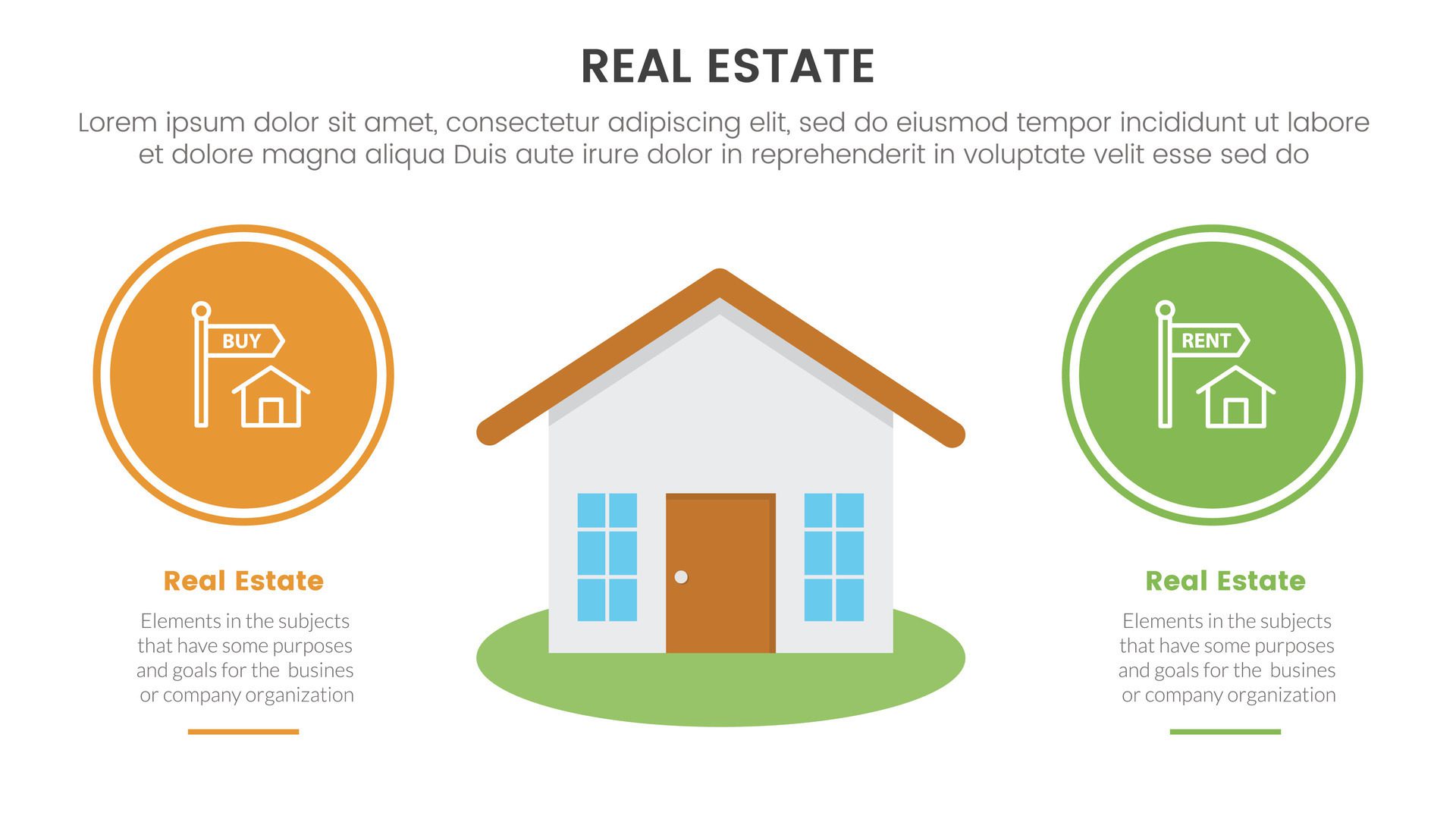 real estate property infographic template banner with house comparison versus opposite data with 2 point list information for slide presentation Free Vector