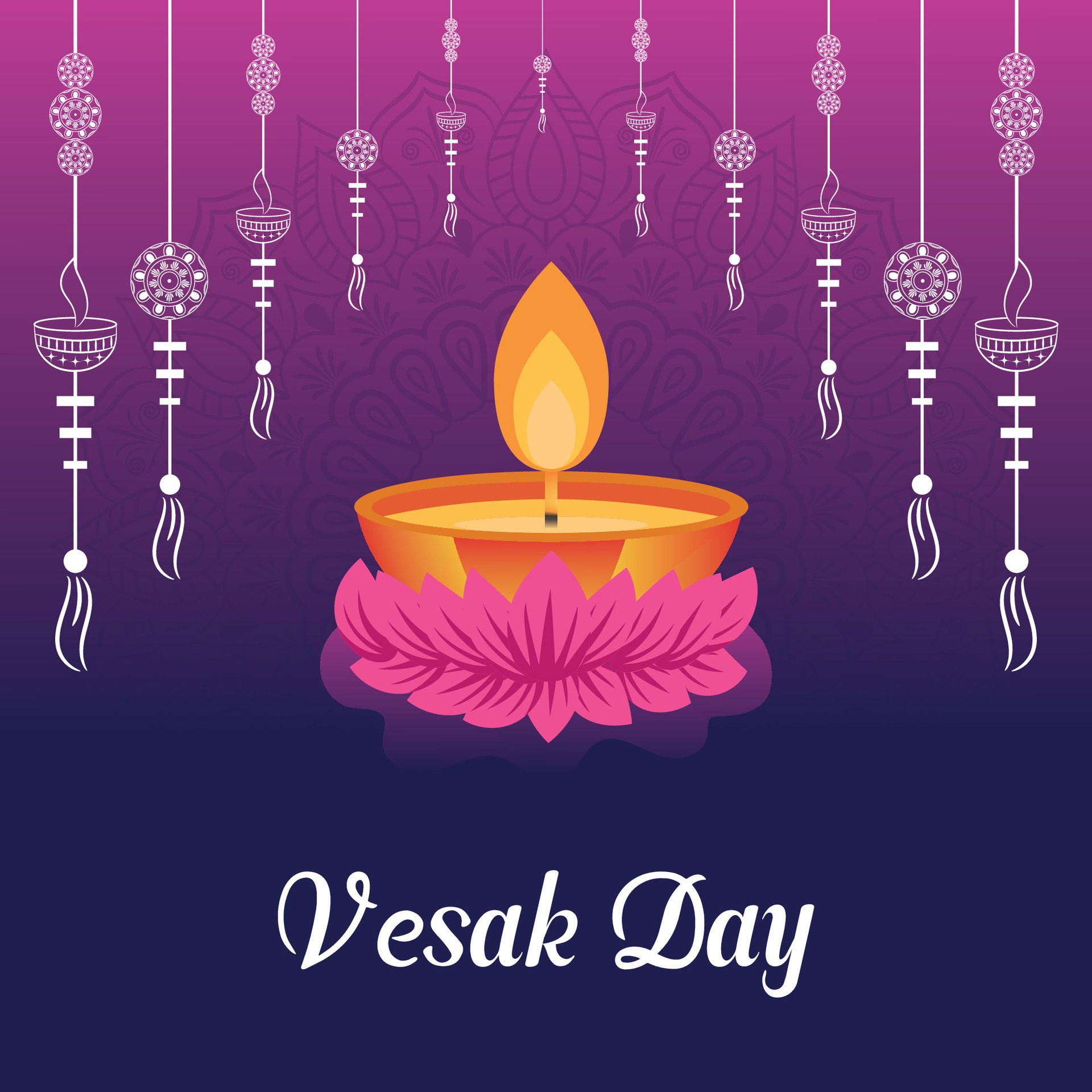 Flat vertical poster template for vesak day illustration festival celebration social media post and vesak day Banner Free Vector