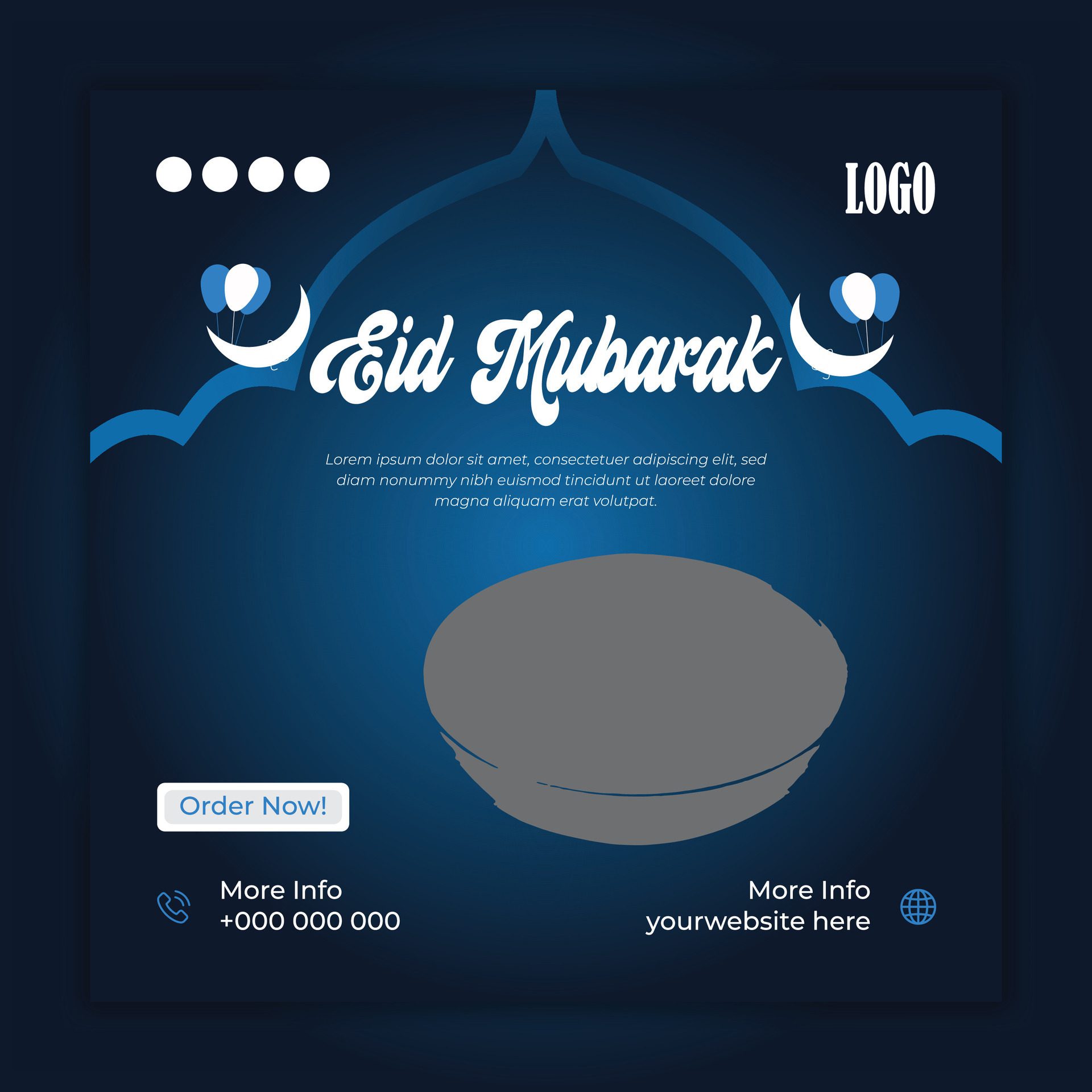 Eid Mubarak and food banner social media post template Free Vector