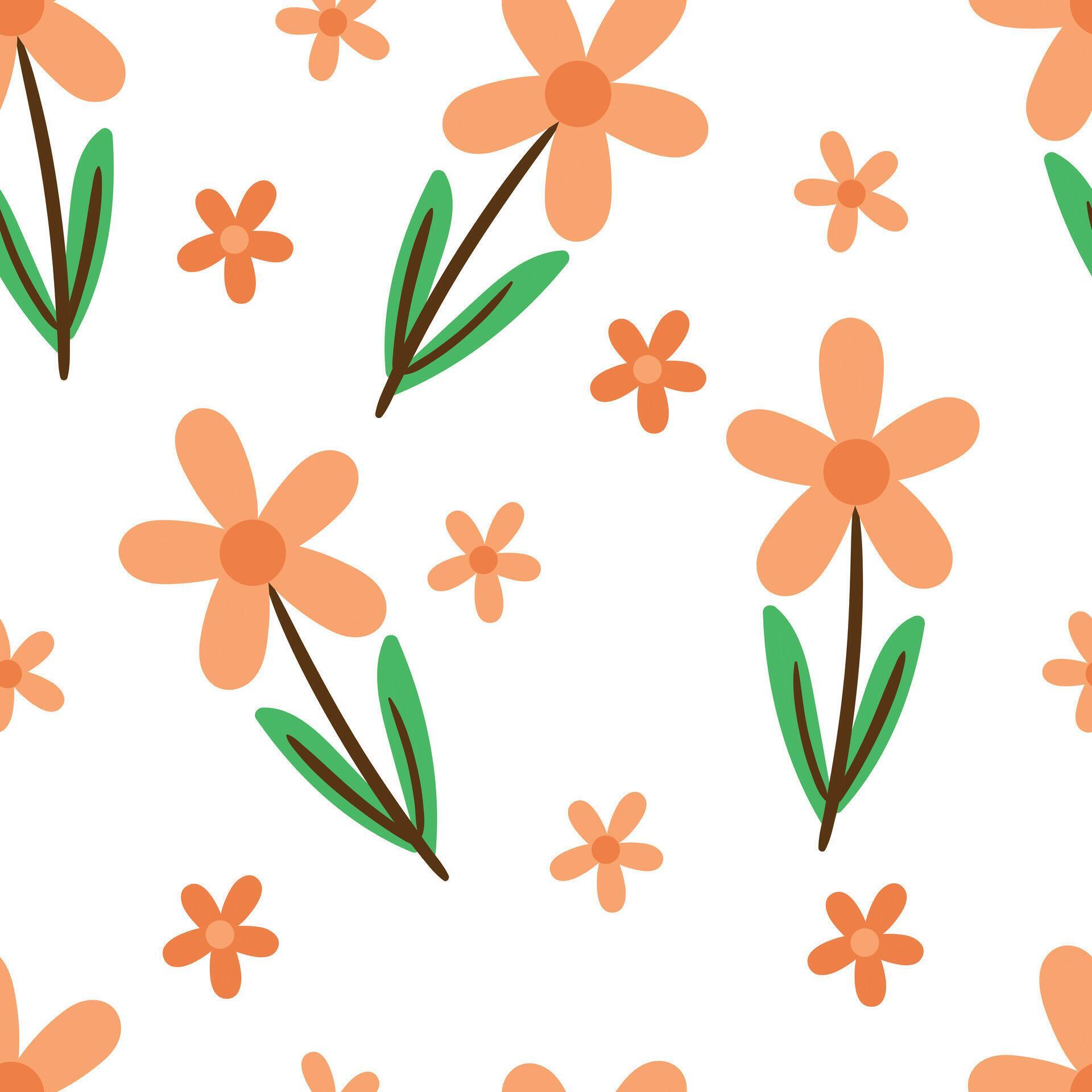 Seamless pattern with cute cartoon flowers, for fabric prints, textiles, gift wrapping paper. colorful vector for children, flat style Stock Free