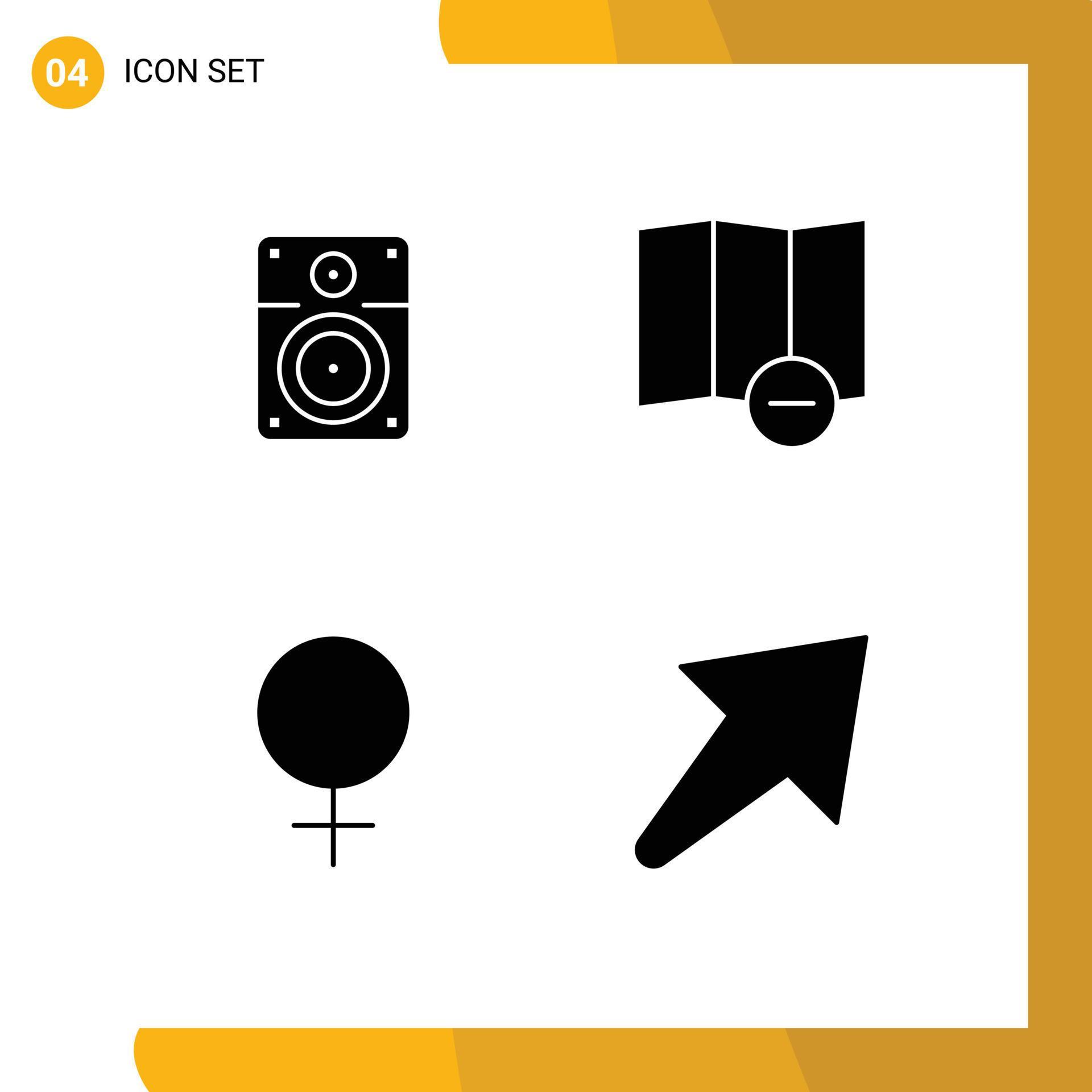 Modern Set of 4 Solid Glyphs and symbols such as speaker arrow education female u Editable Vector Design Elements Stock Free