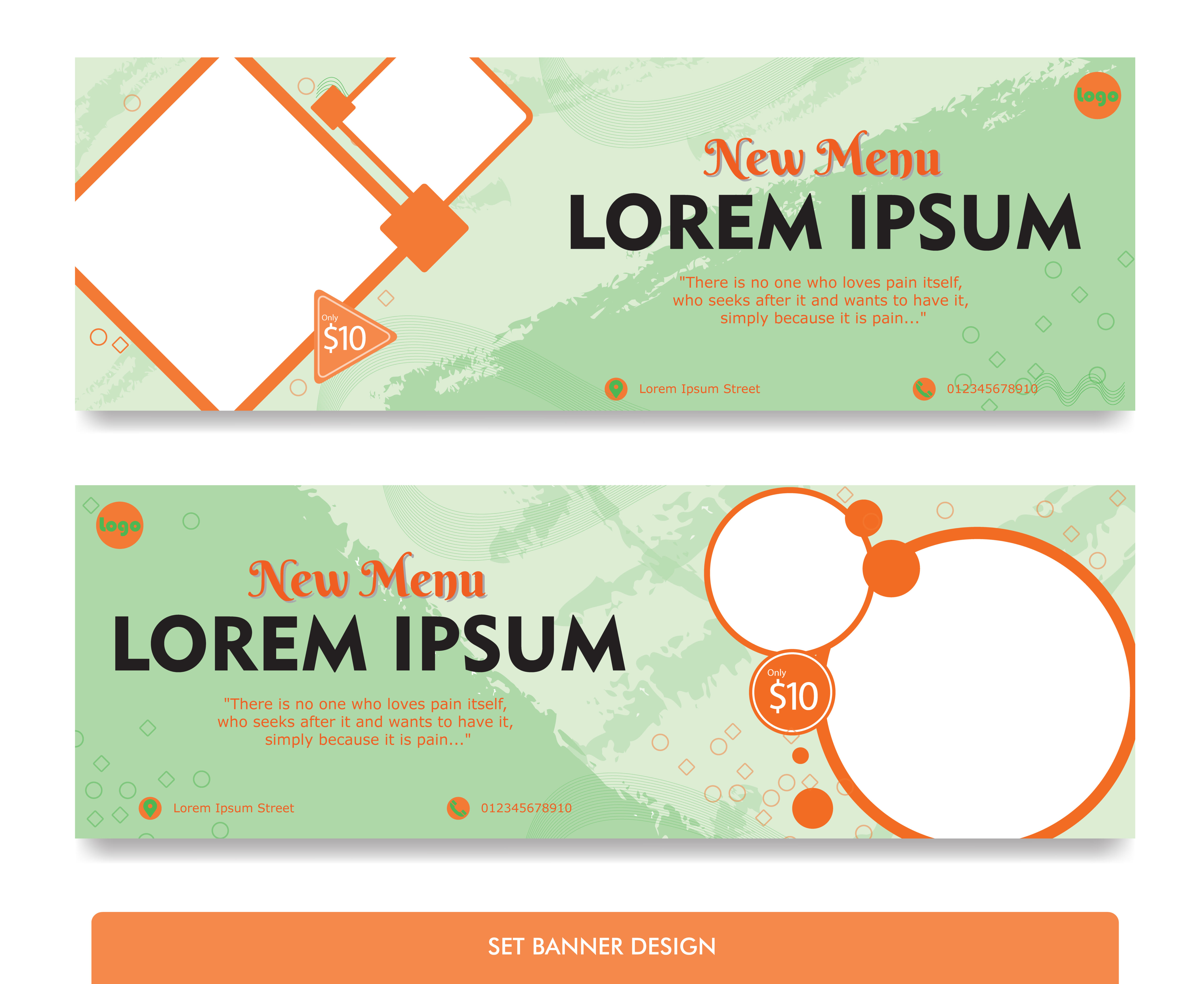 Set banner design with green color Free Vector and Free SVG