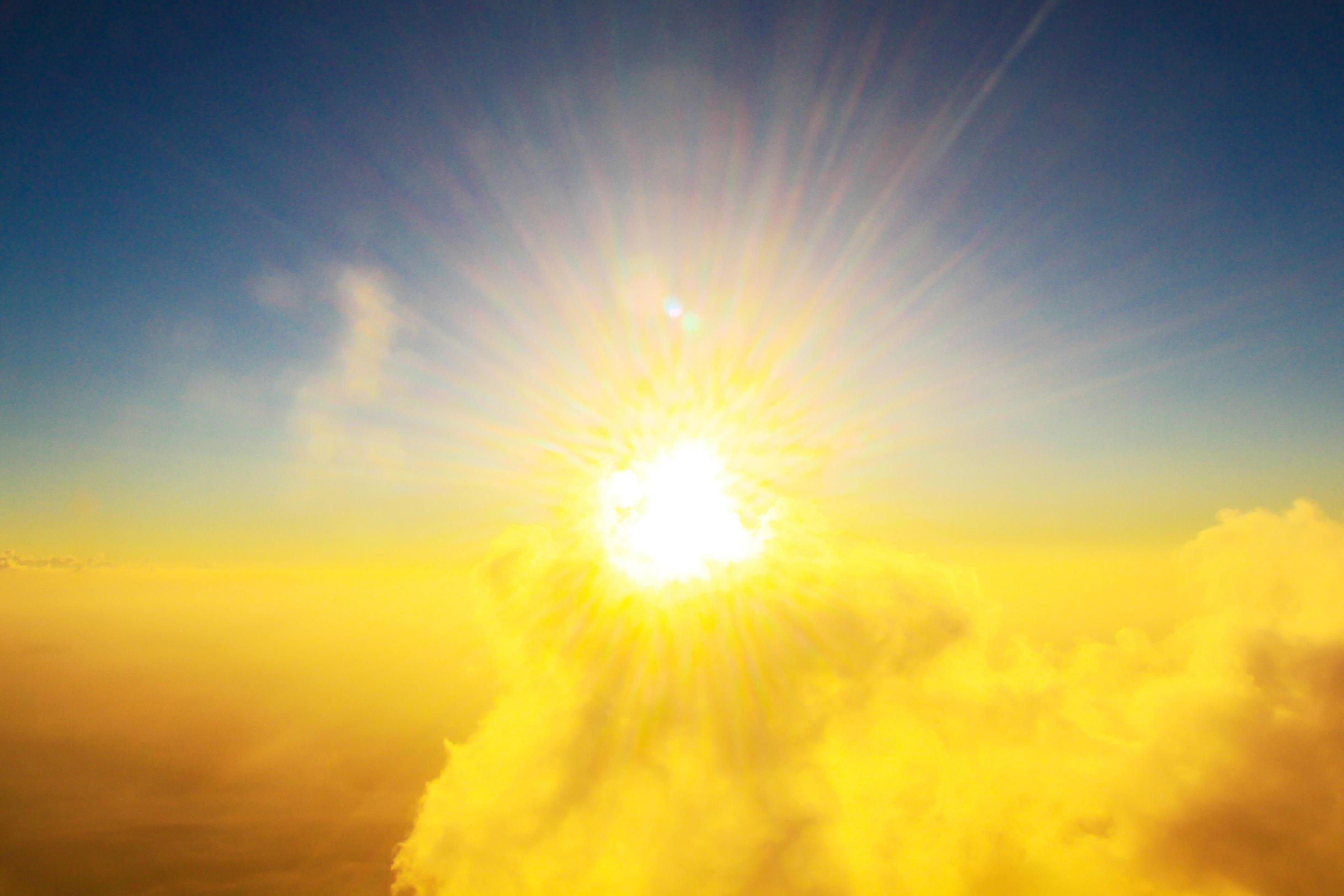 Golden light with sunrise in morning on the sky and cloud .Fog cover the jungle hill in Thailand Stock Free