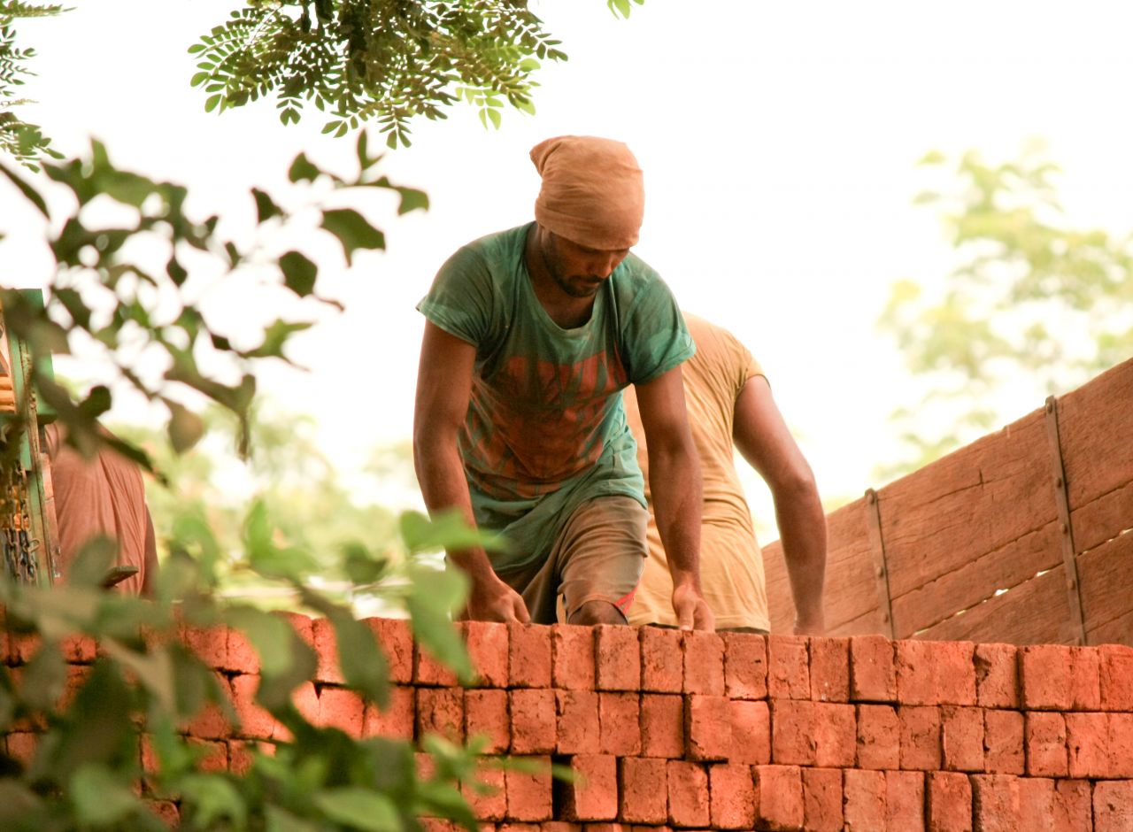 Indian Labourer Bricks Factory Stock Free