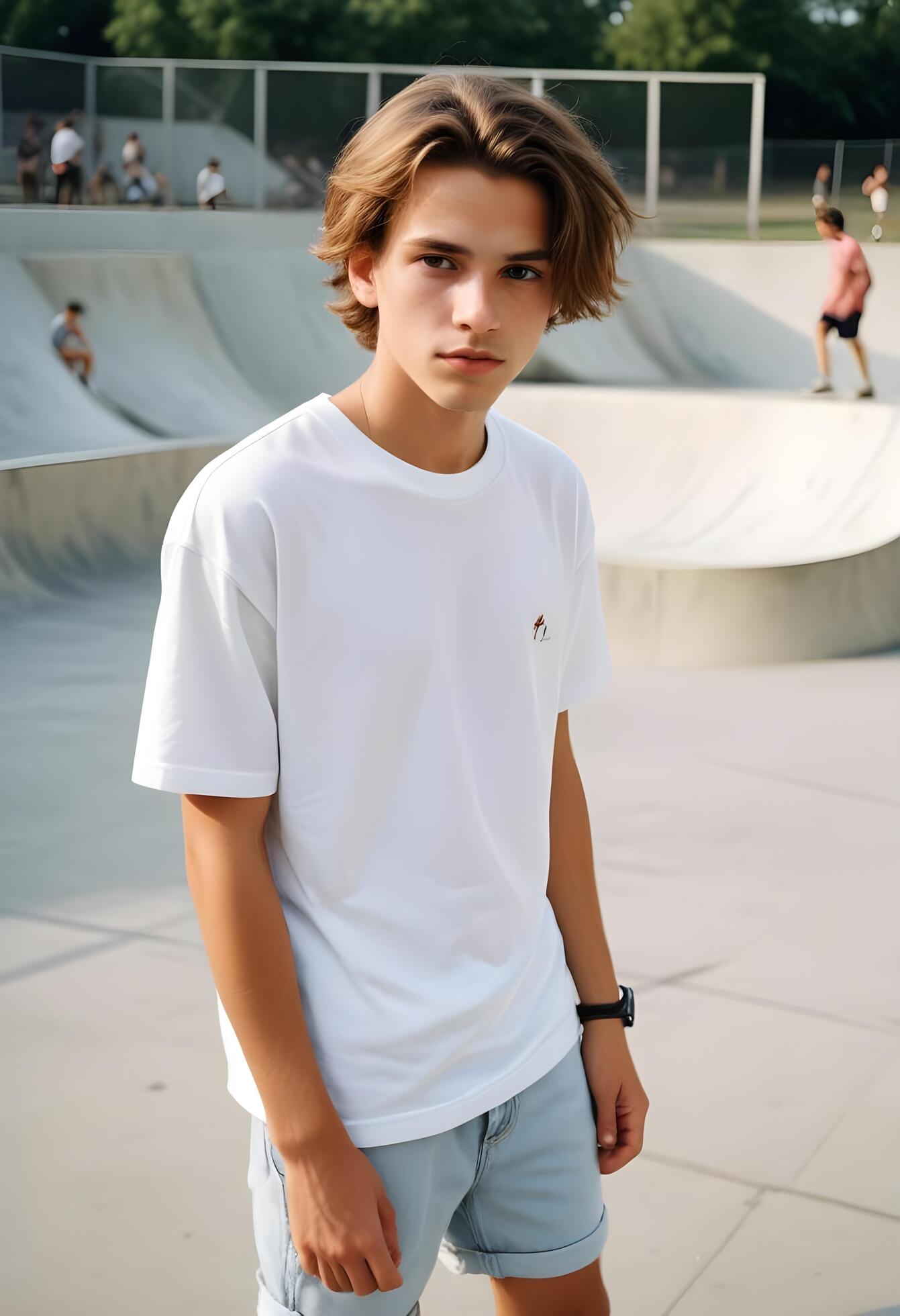 Portrait of a handsome young man in white t-shirt Stock Free