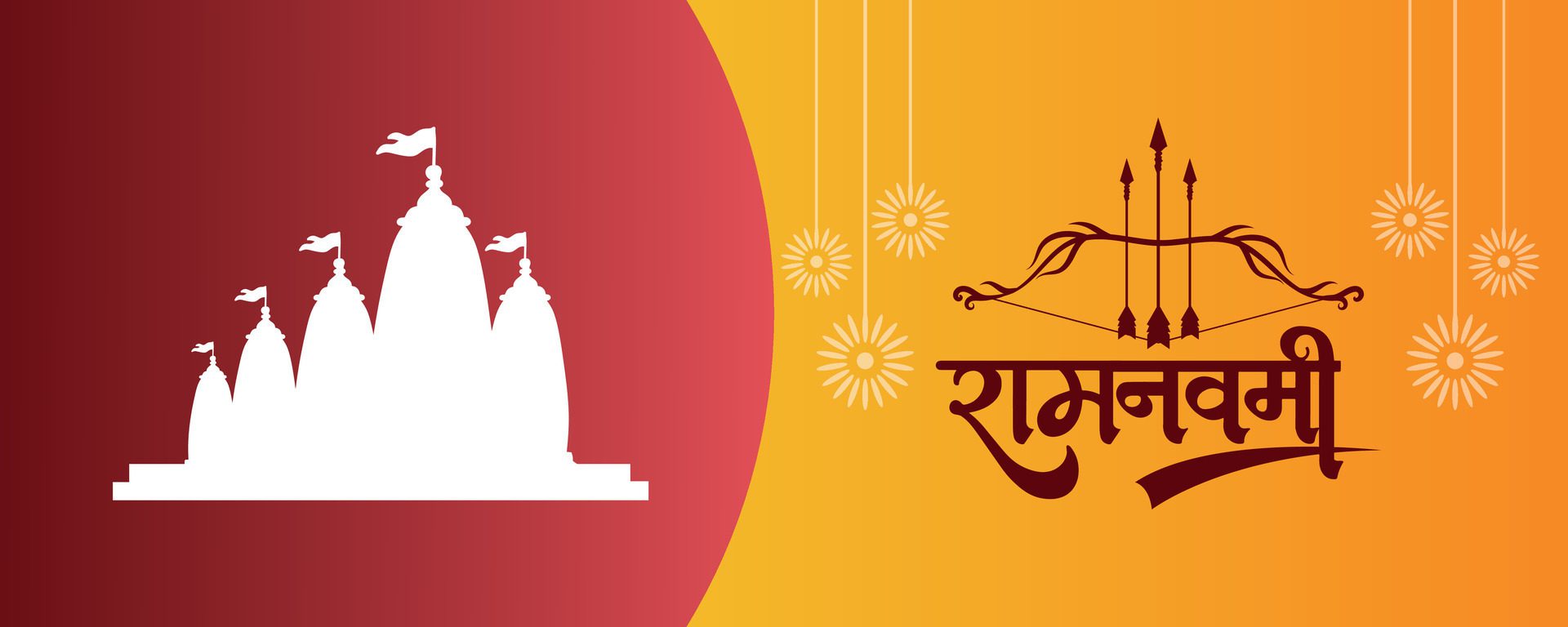 Happy Ram Navami cultural Banner Hindu festival vertical post wishes celebration card Ram Navami celebration background Free Vector