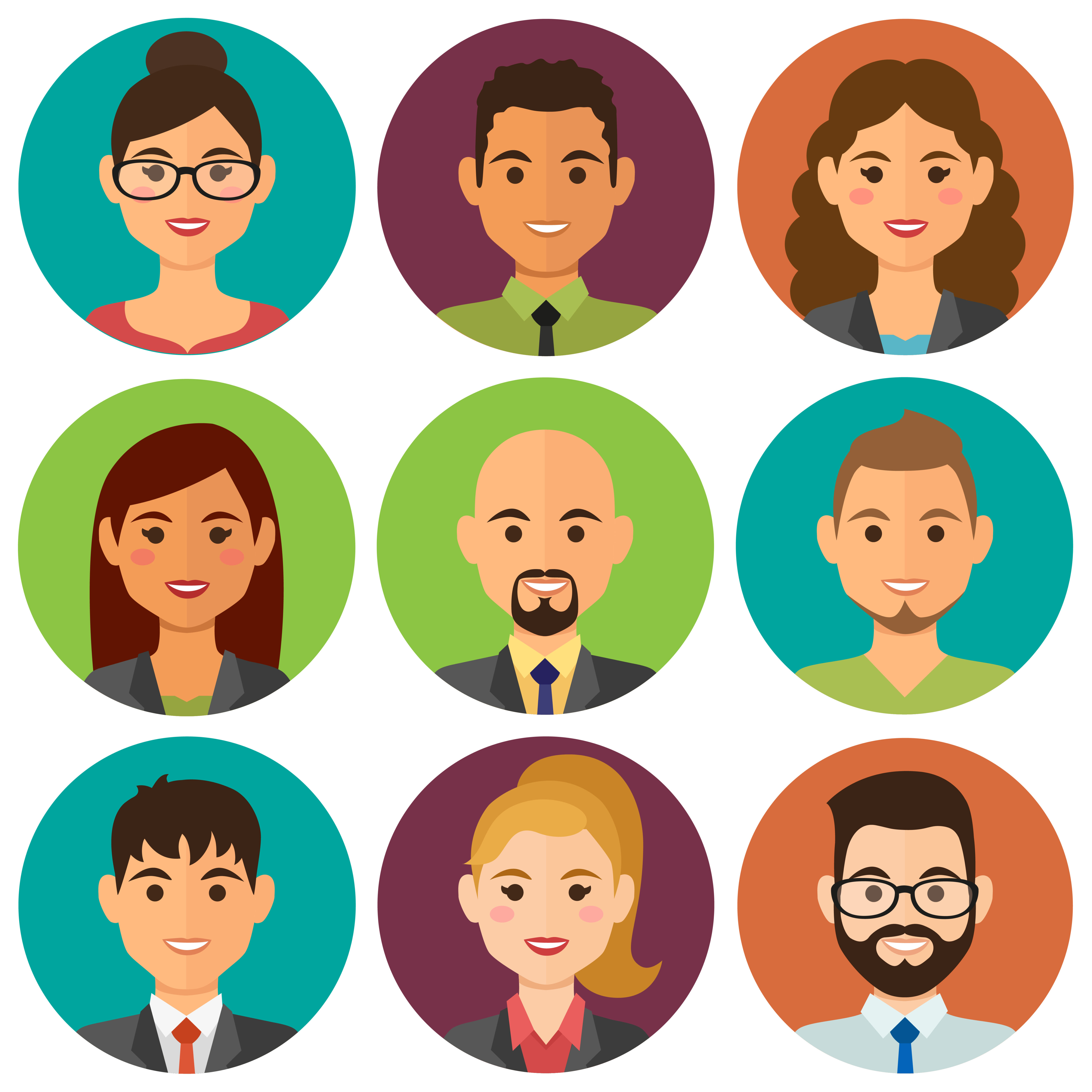 Business people round avatars Free Vector