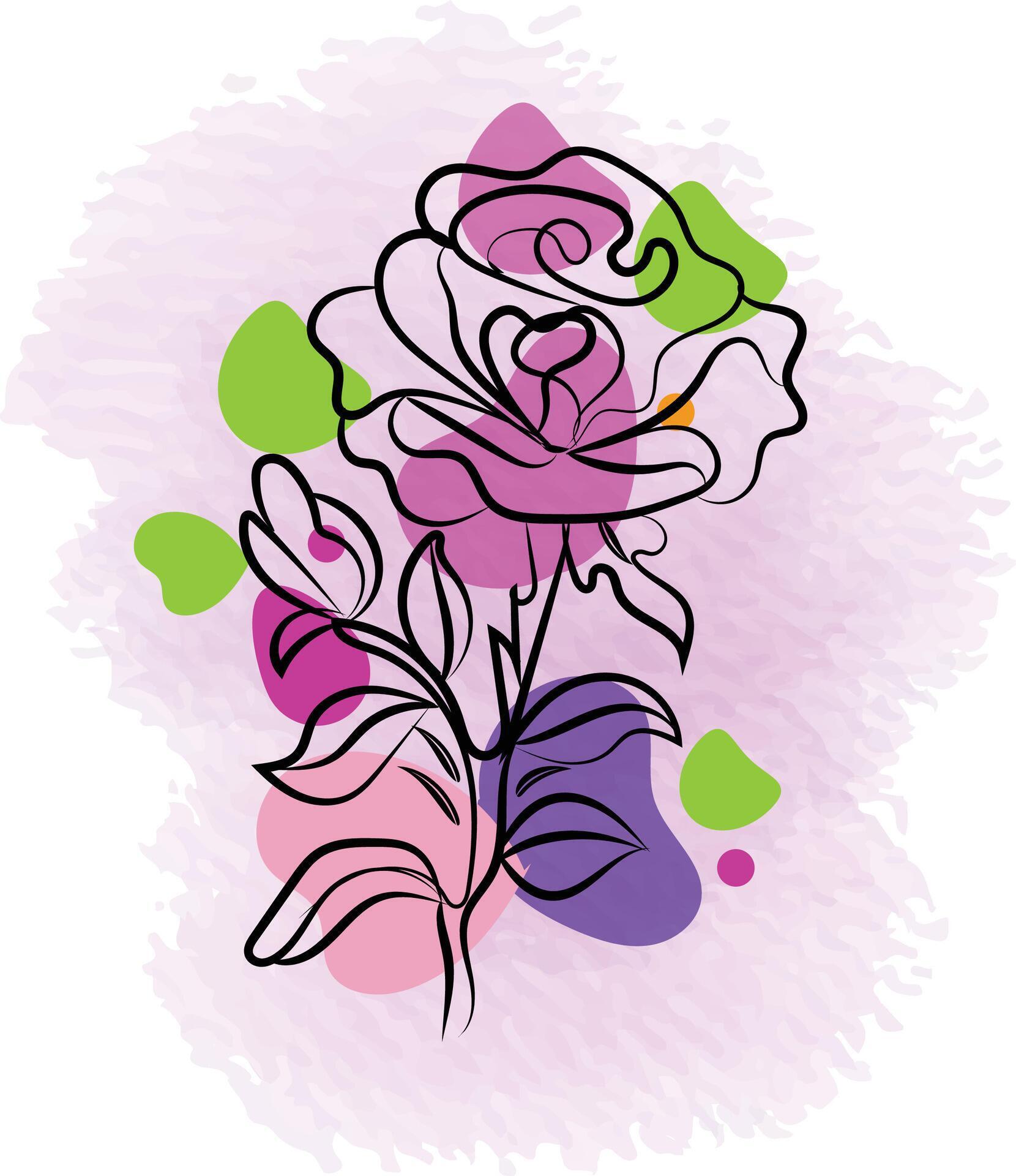 watercolor flower line art Stock Free