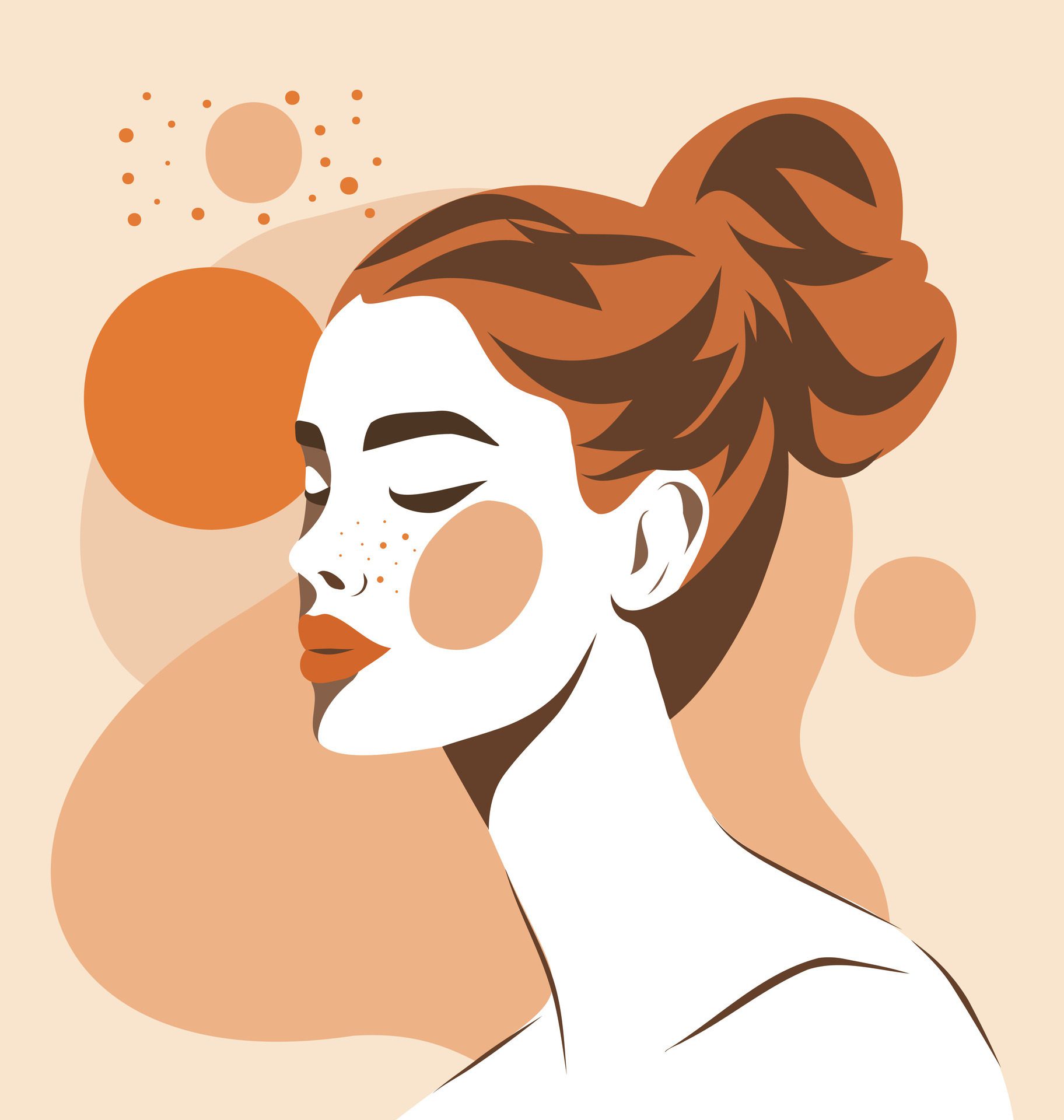 portrait banner, close-up portraits of women in profile on different sides. Place for text. illustration of a simple flat style. Free Vector