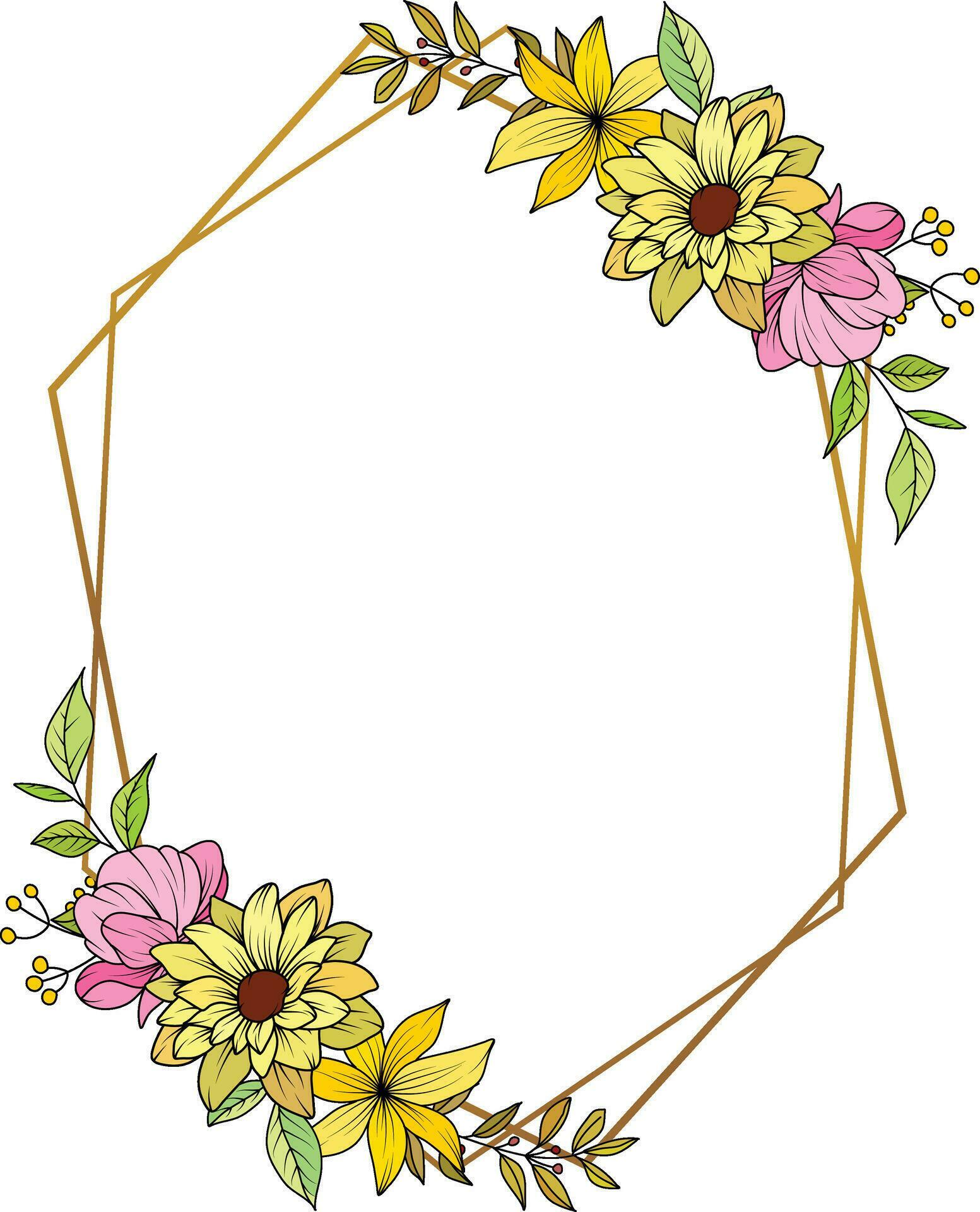 Flower Frame Wreath. Set of floral frames. Floral botanical flowers. for graphic designer decoration, product design, and cards Stock Free