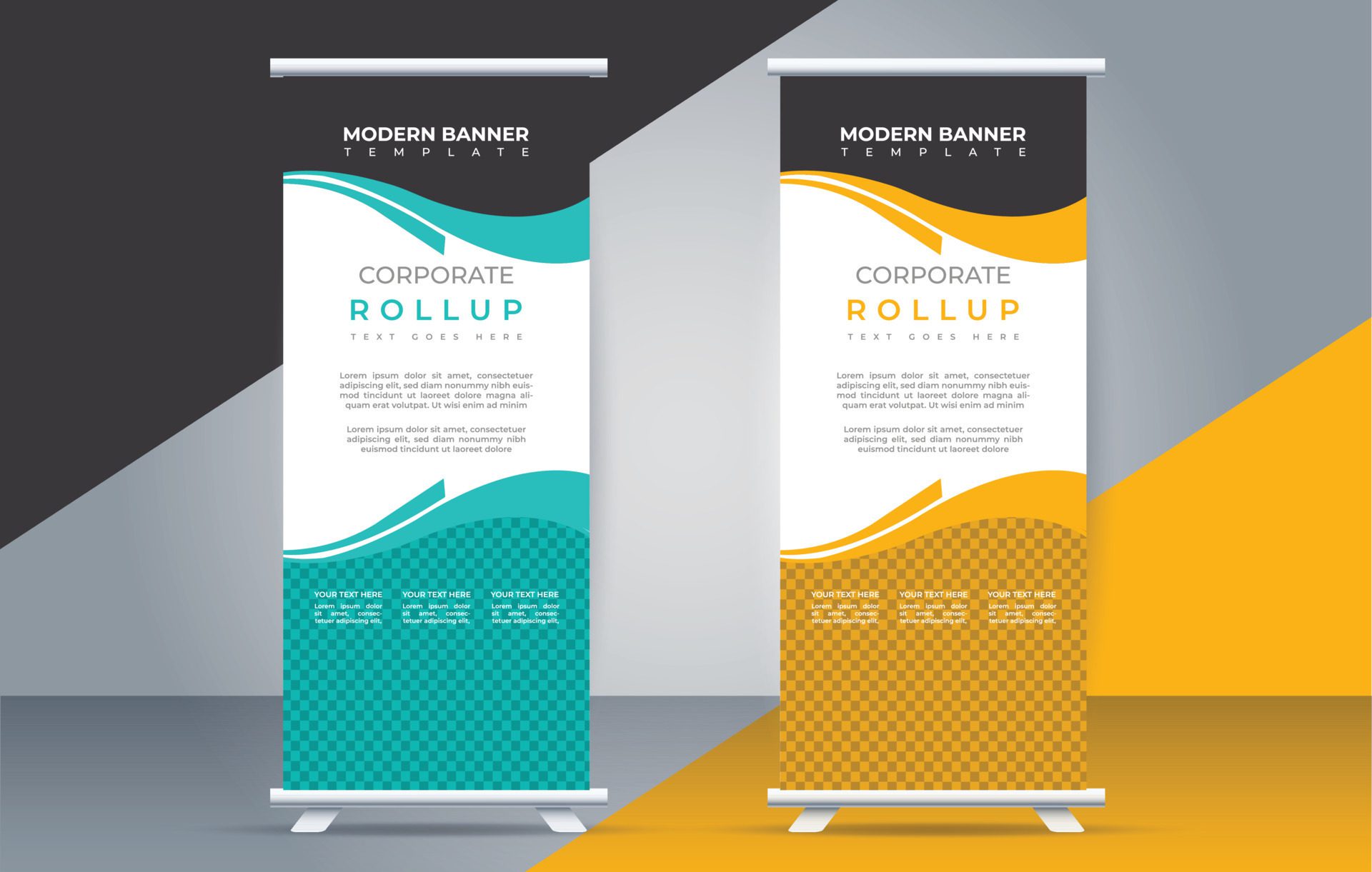 Modern roll up banner design template. flyer. pull up. presentation. brochure. poster. advertisement. Free Vector