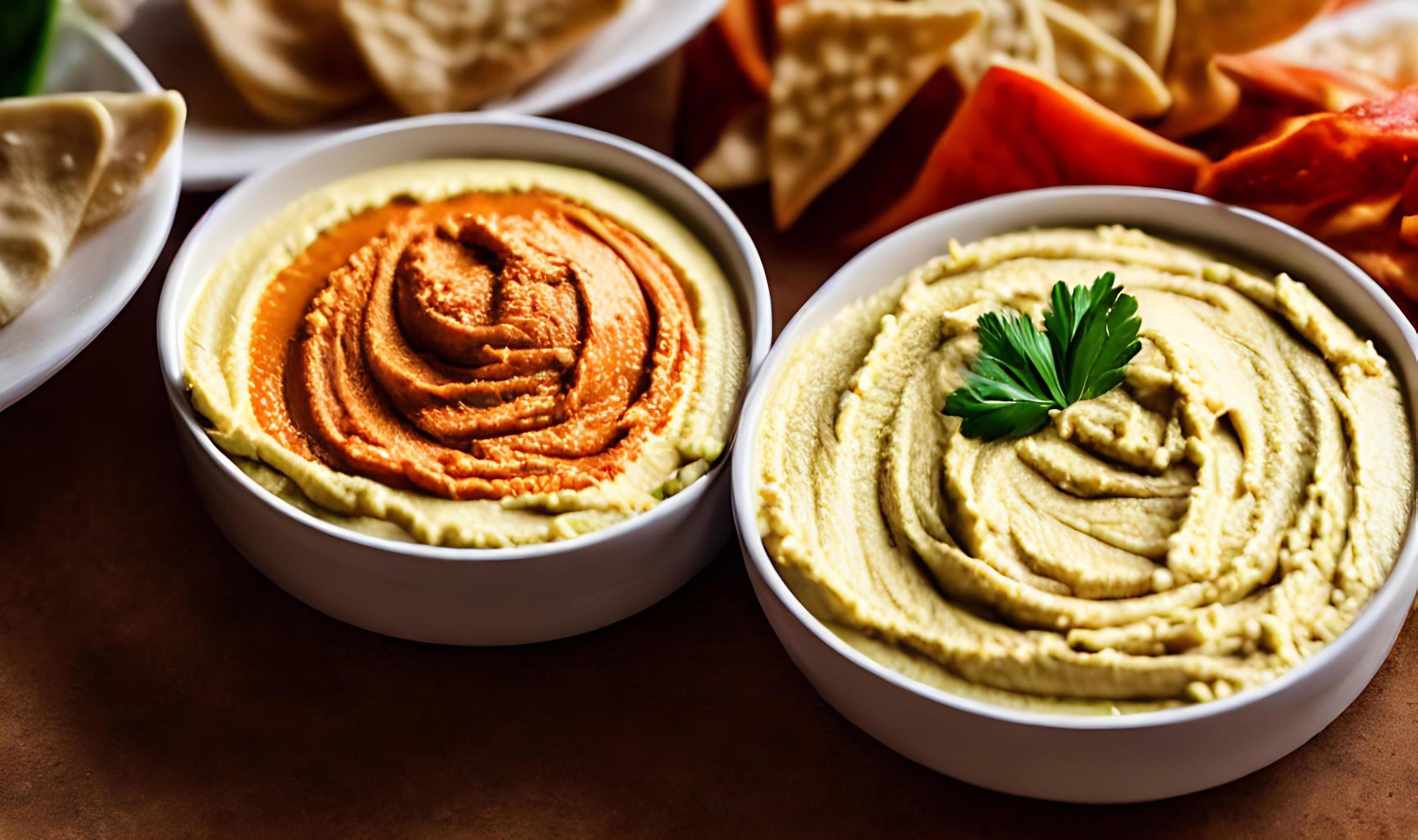 Healthy food. Traditional freshly made organic hummus. Stock Free