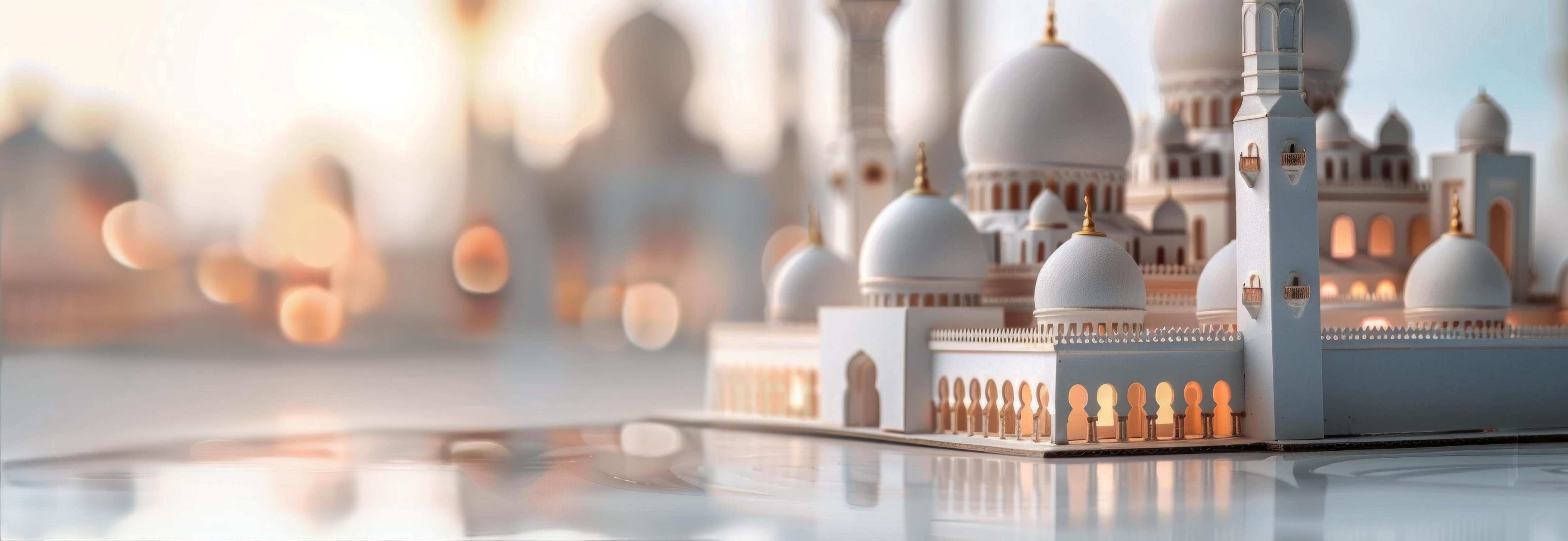 Intricate Architecture of a Mosque at Sunset With Soft Bokeh Background Stock Free