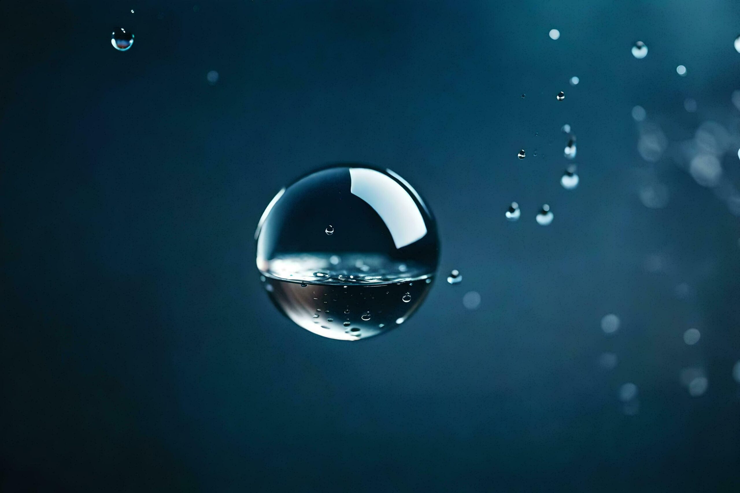 a drop of water is floating in the air Free Photo