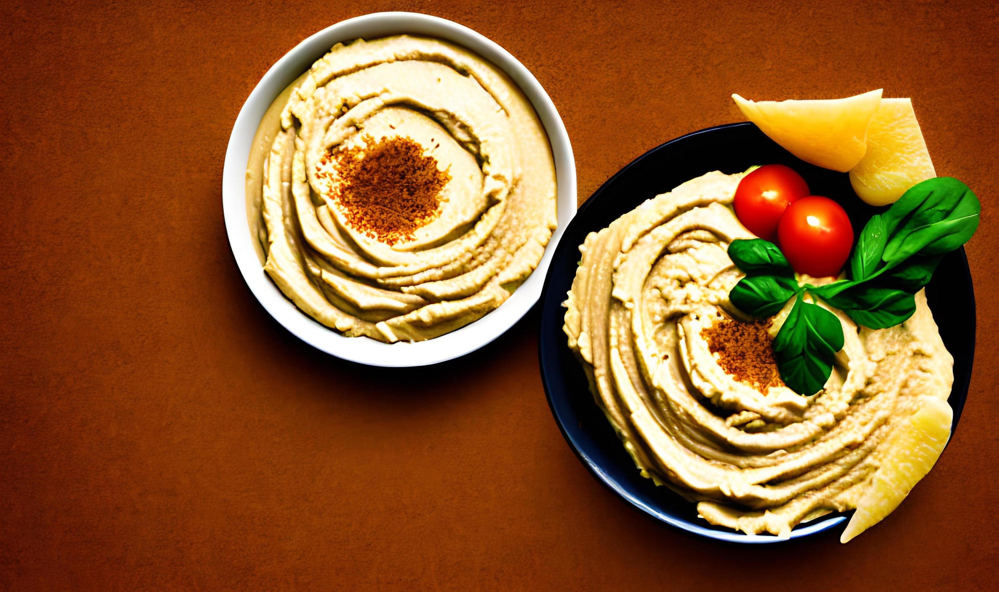 Healthy food. Traditional freshly made organic hummus. Stock Free