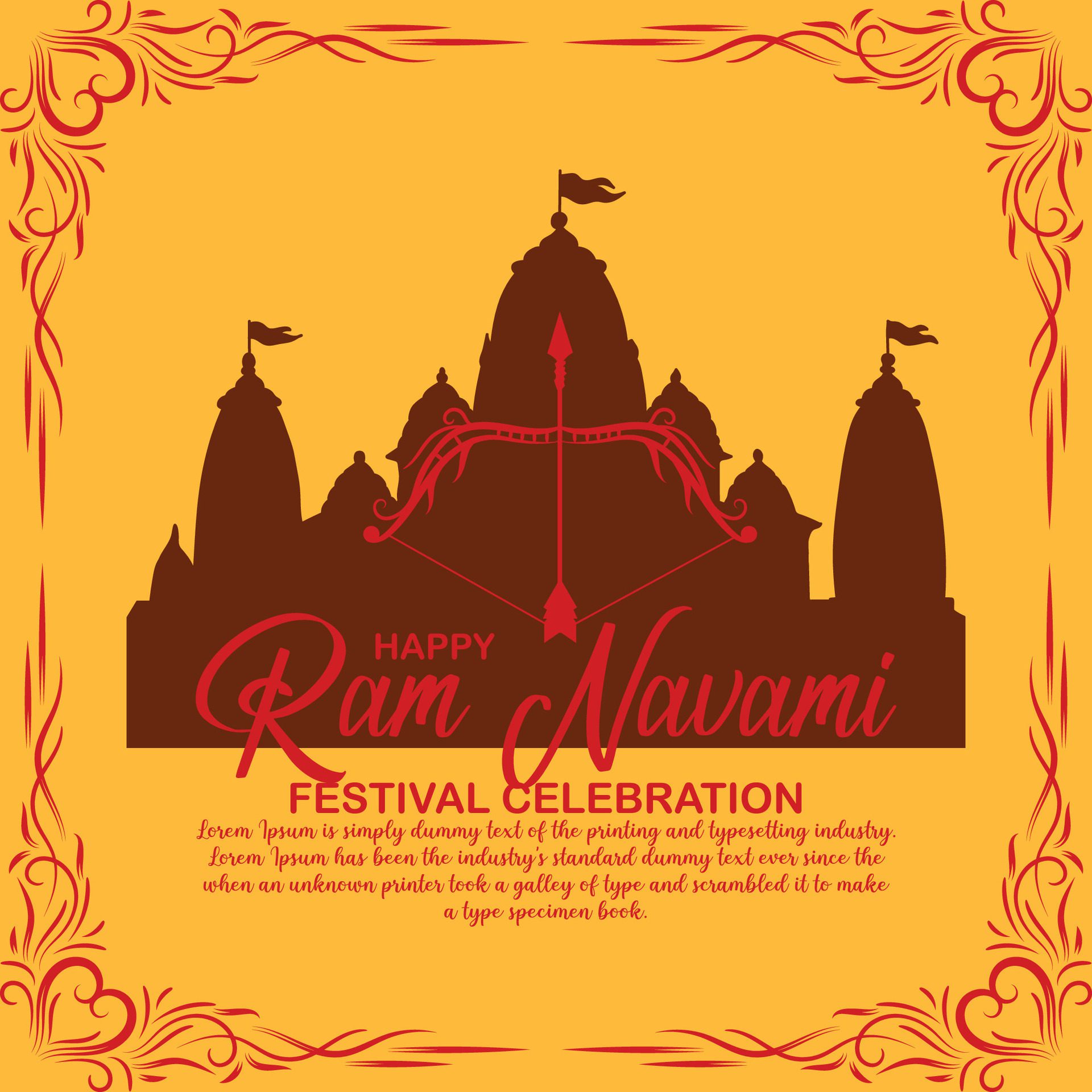 Happy Ram Navami cultural Banner Hindu festival vertical post wishes celebration card Ram Navami celebration background Free Vector