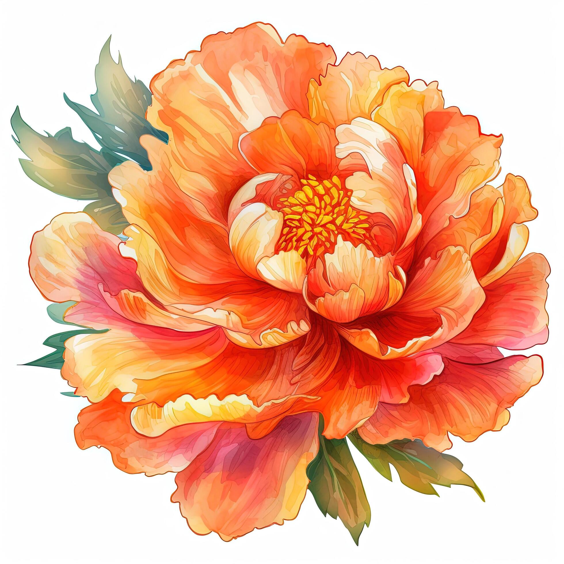 Watercolor beautiful peony flower. Illustration Stock Free