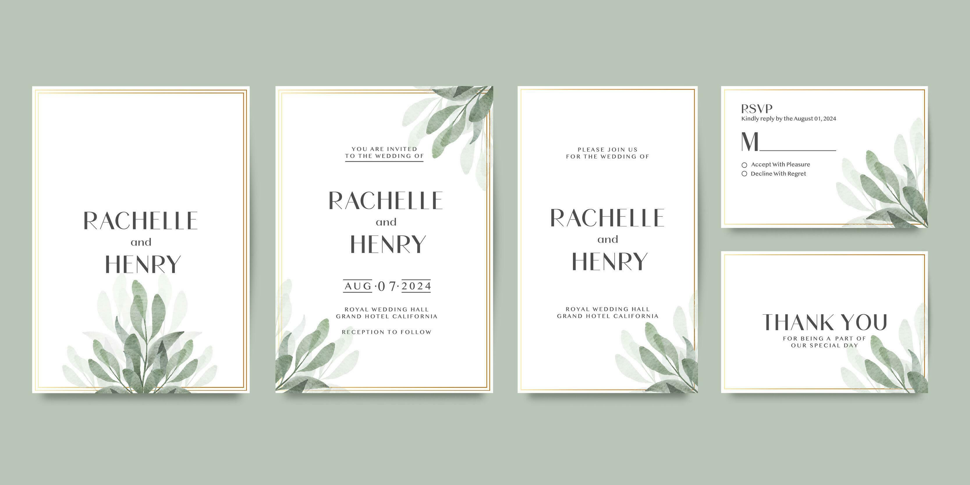 Wedding invitation template with flower Stock Free