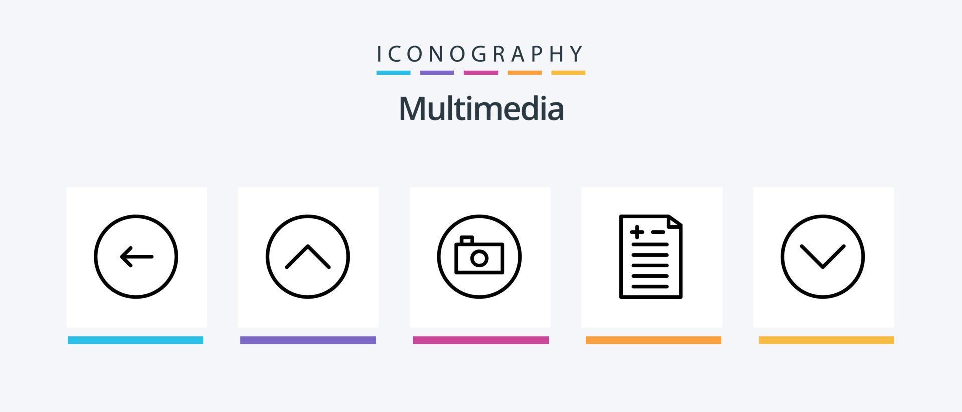 Multimedia Line 5 Icon Pack Including communication. arrow. down. multimedia. media. Creative Icons Design Stock Free