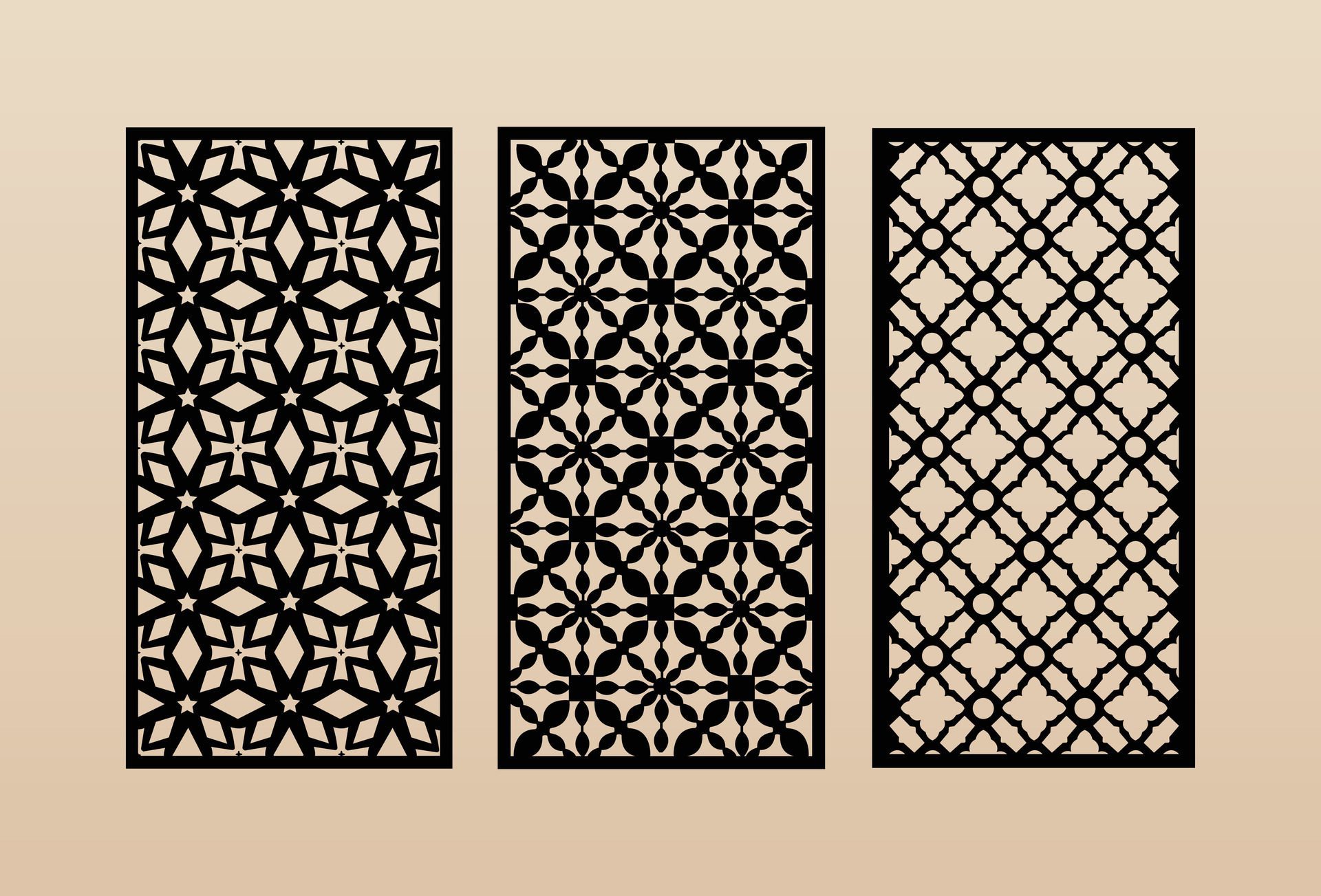 Laser and cnc cutting panels template. Decorative die cut pattern Free Vector