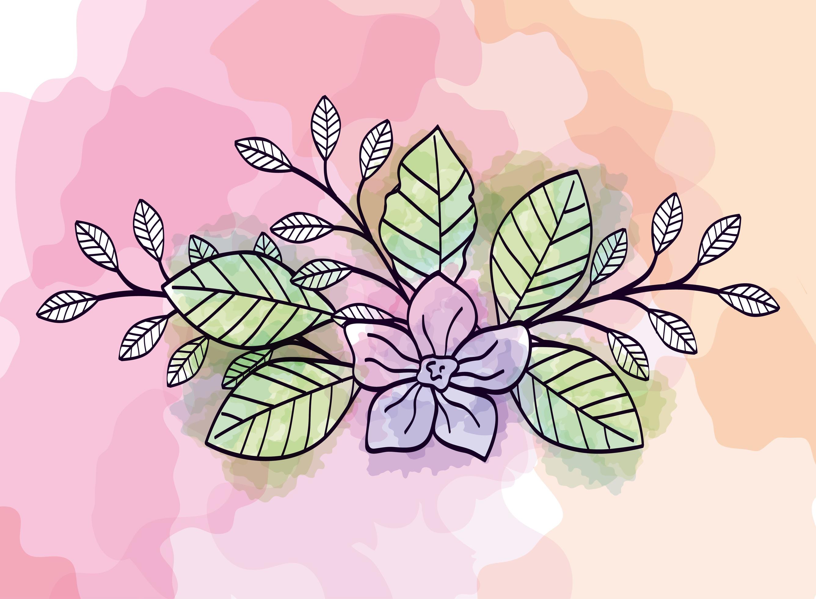 cute flower with branches and leafs Stock Free