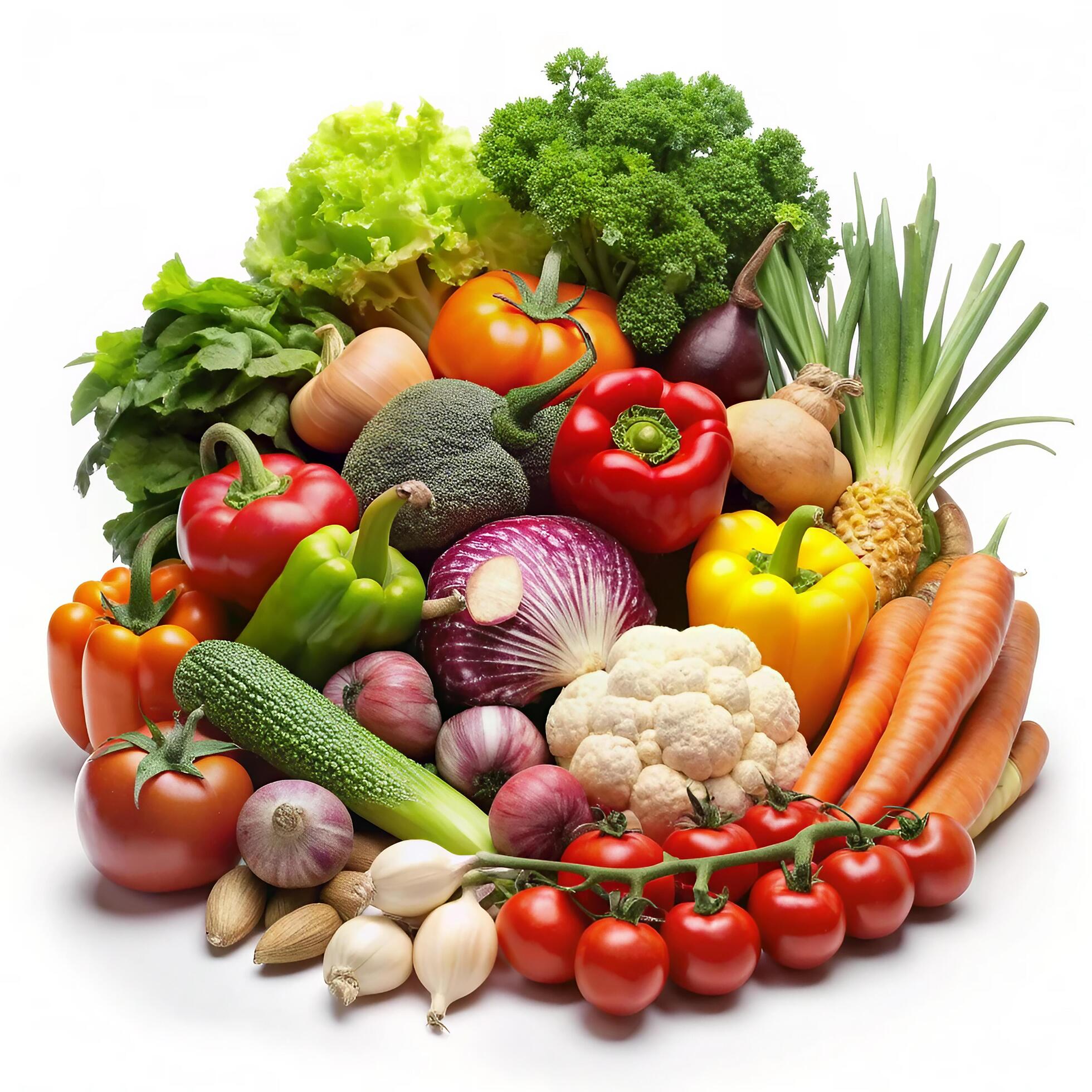 Fresh vegetables background. Healthy fresh organic vegetables on white background. Stock Free