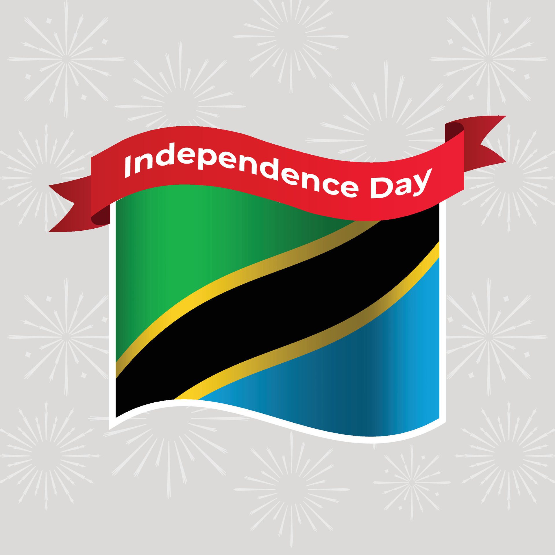 Tanzania Wavy Flag Independence Day Banner Background Free Vector