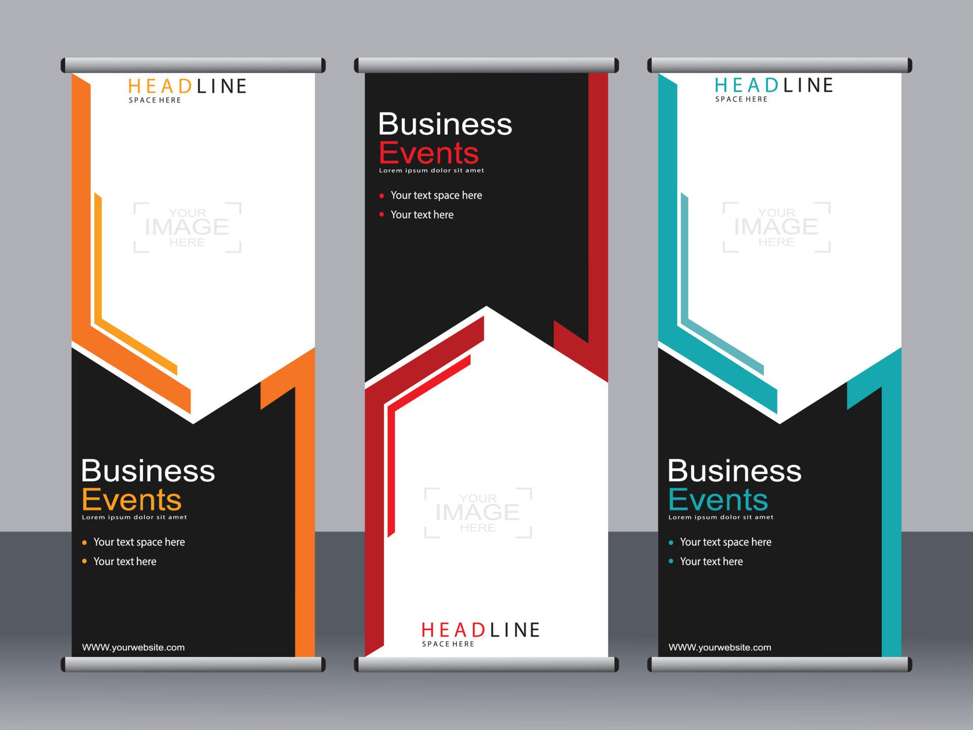 
									Business banner roll up set standee banner template. Free Vector