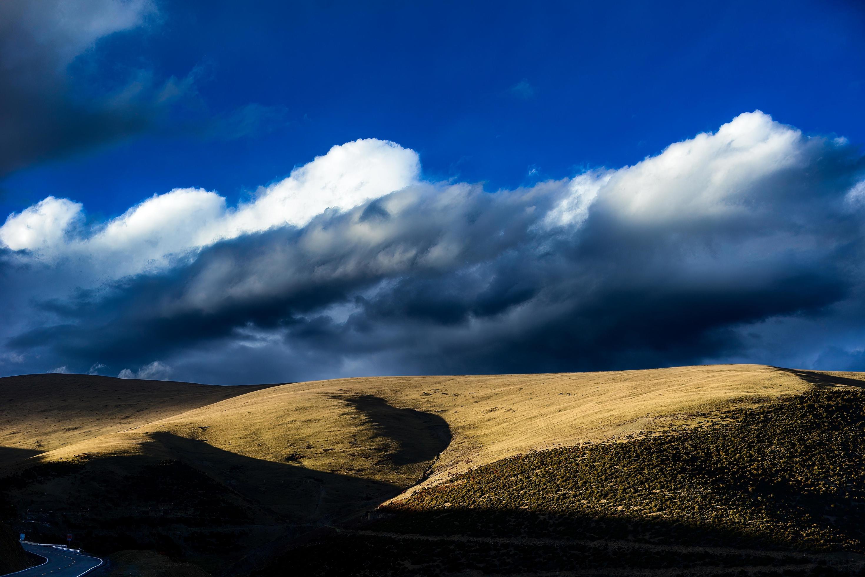 Spectacular scenery in the high mountains of western Sichuan, China, with different seasons Stock Free