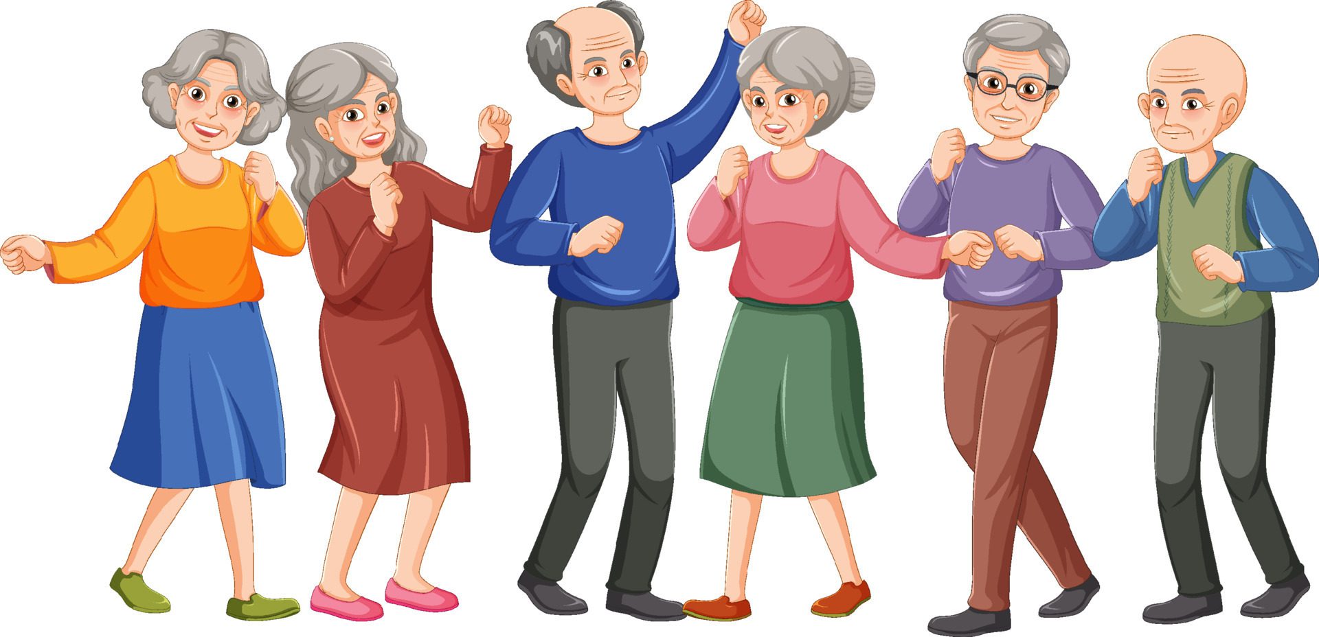 Group of elderly people dancing Free Vector