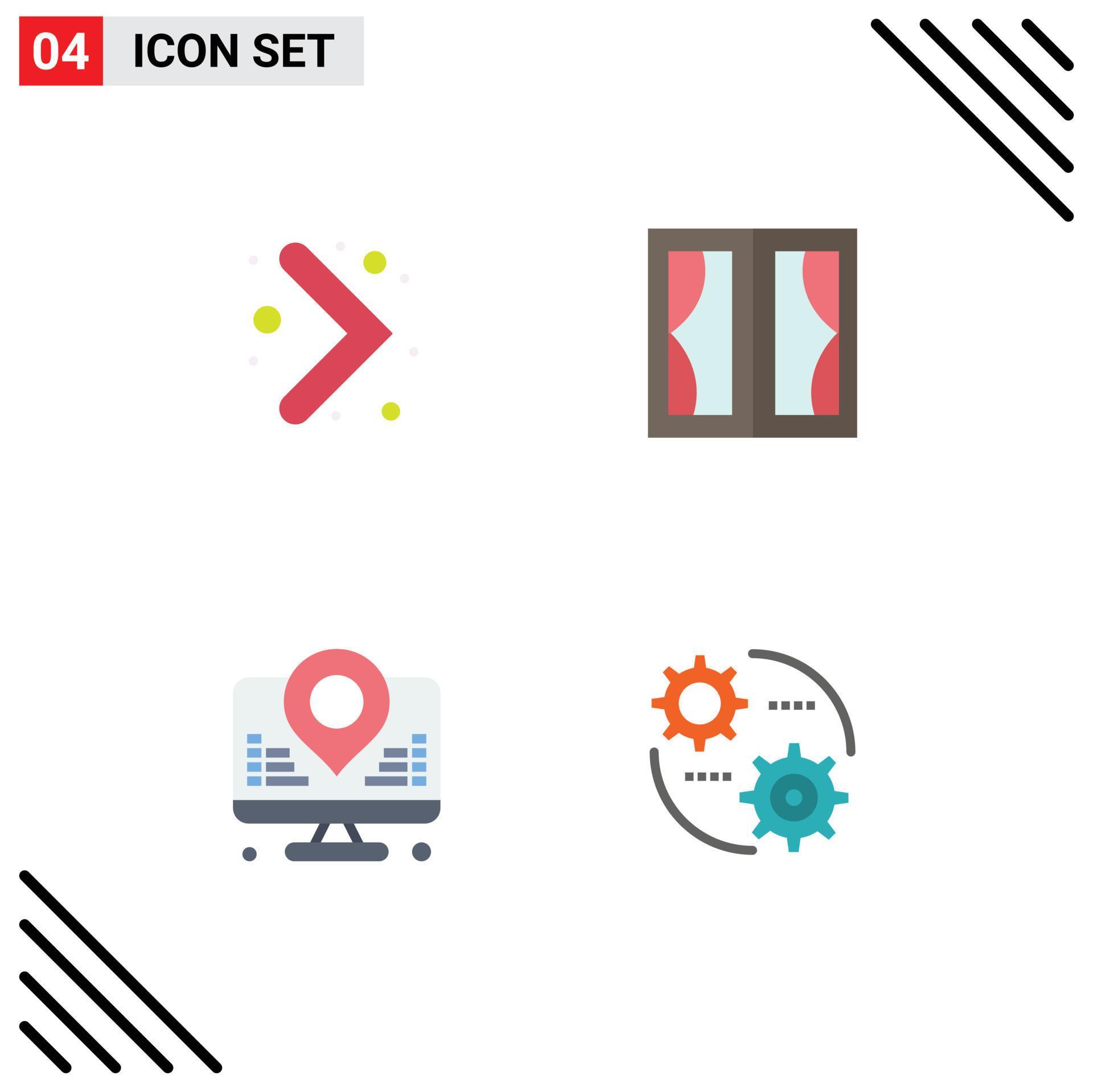 Flat Icon Pack of 4 Universal Symbols of arrow internet buildings home map Editable Vector Design Elements Stock Free