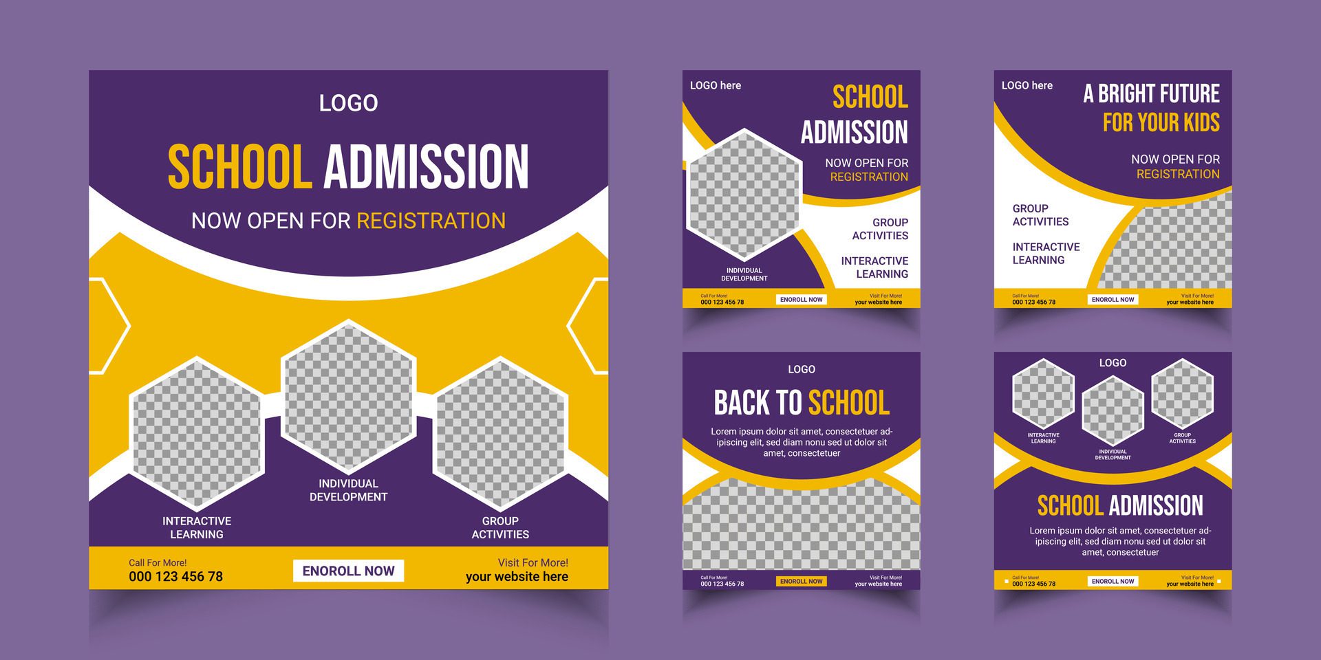 School admission social media post and web banner template Free Vector