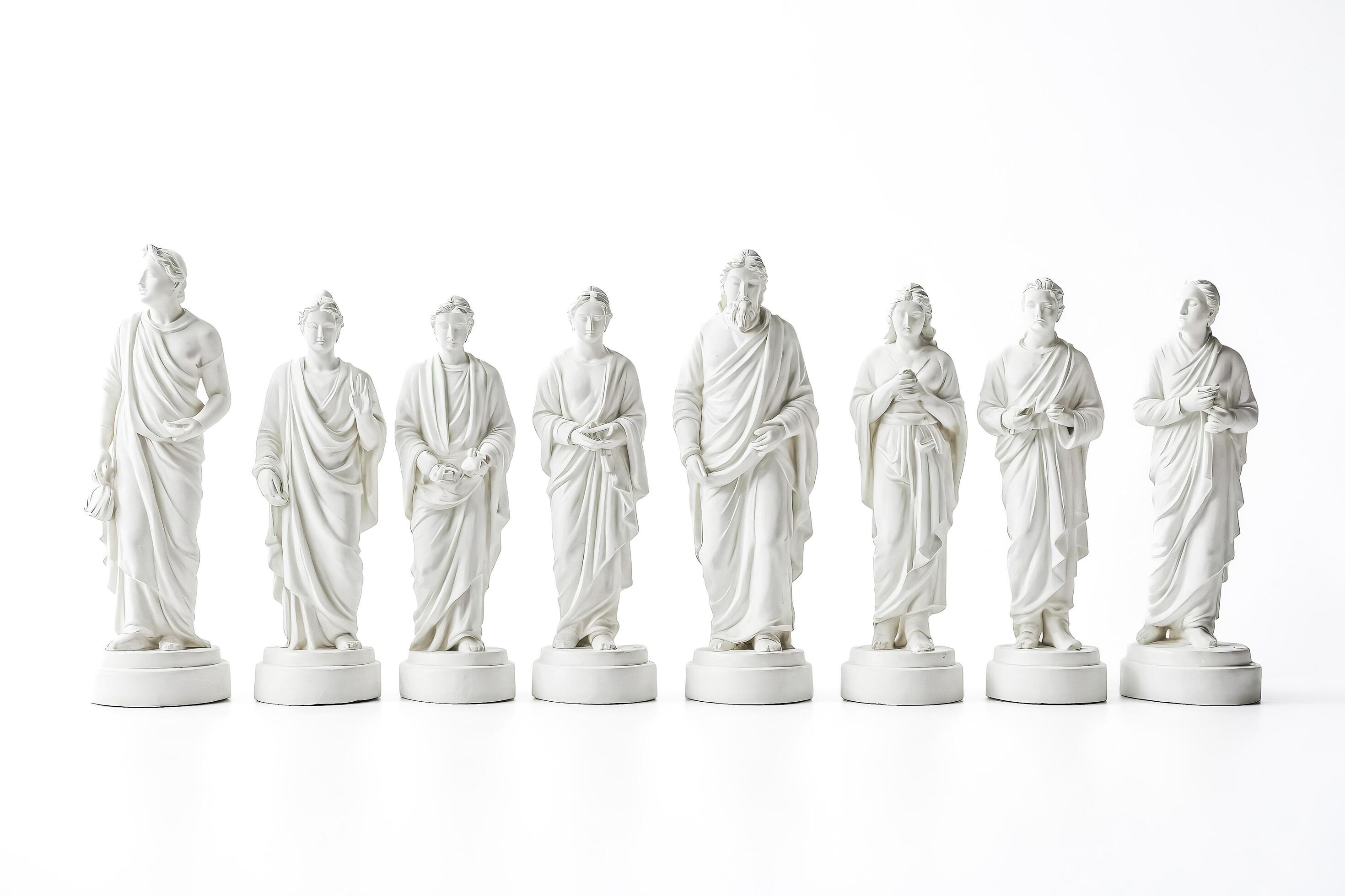 Row of white statues on a white background Stock Free