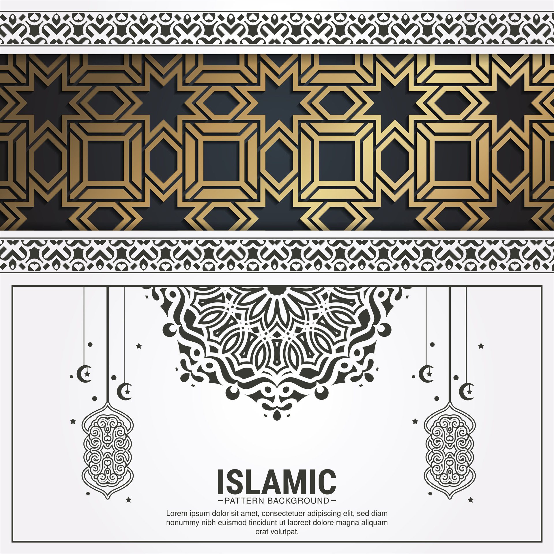 Luxury ramadan kareem banner in black and gold style Free Vector