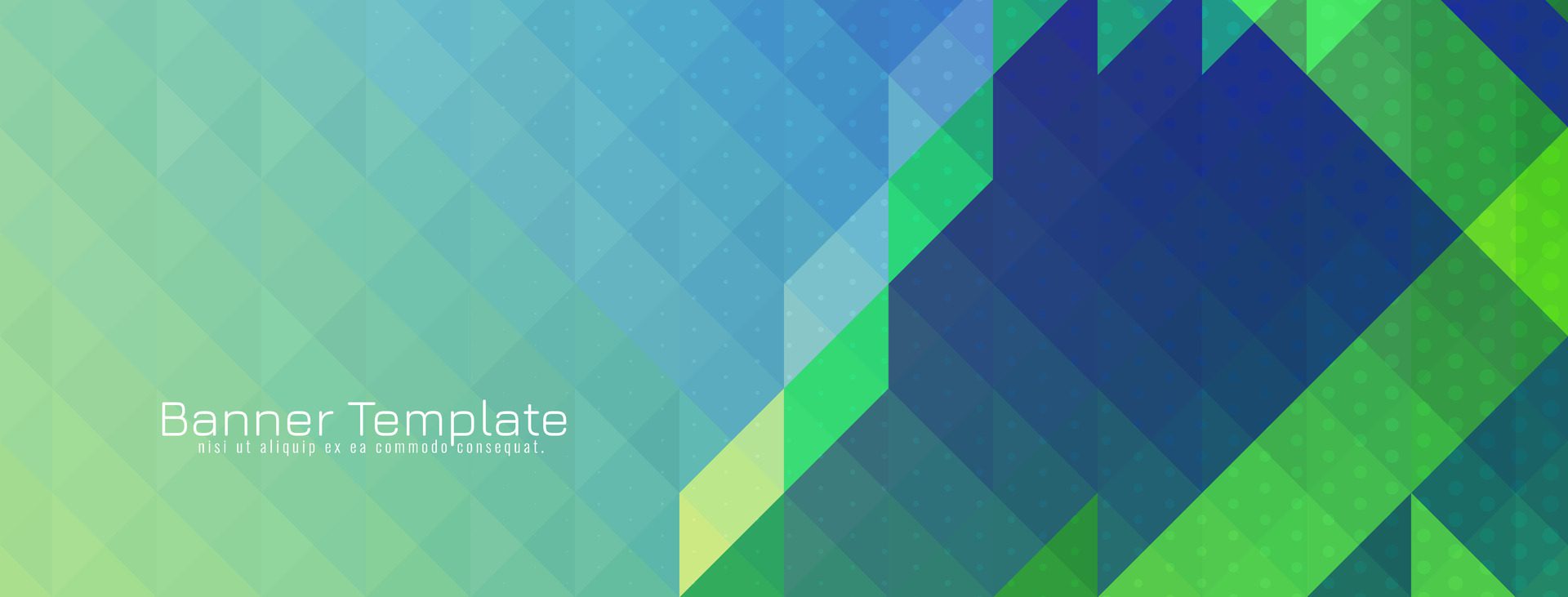 Abstract blue and green triangular pattern mosaic design banner Free Vector