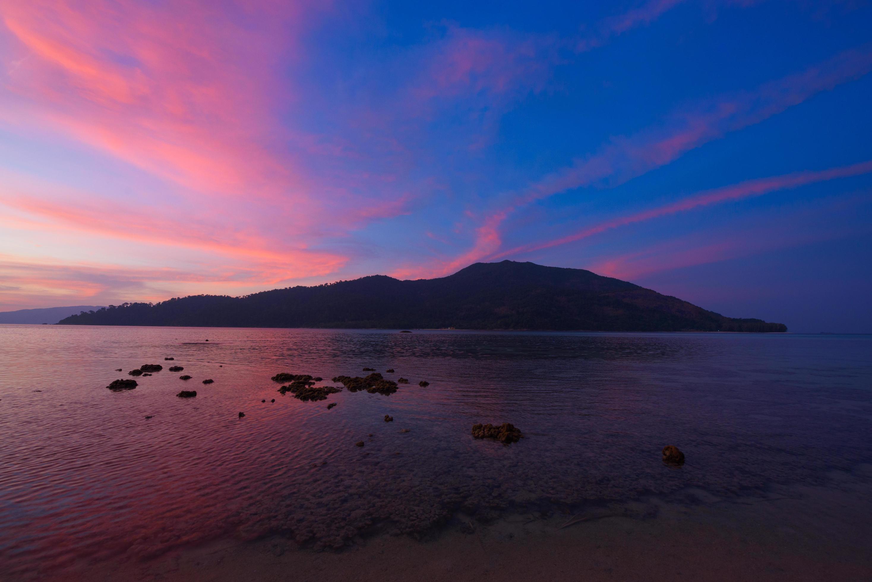 Beautiful twilight sky at Lipe island, Satun province Stock Free