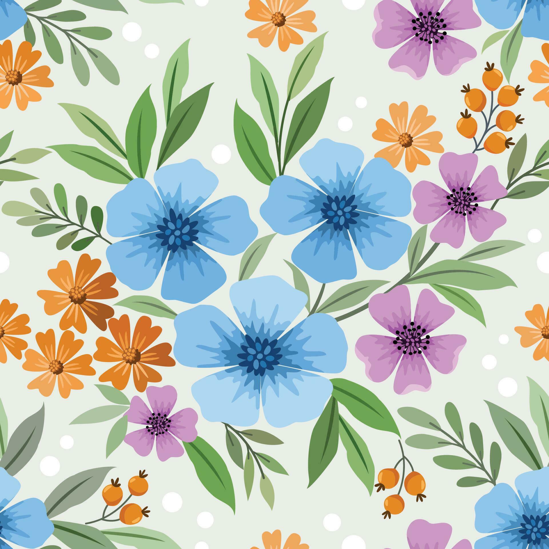 Colorful hand draw flowers seamless pattern Stock Free