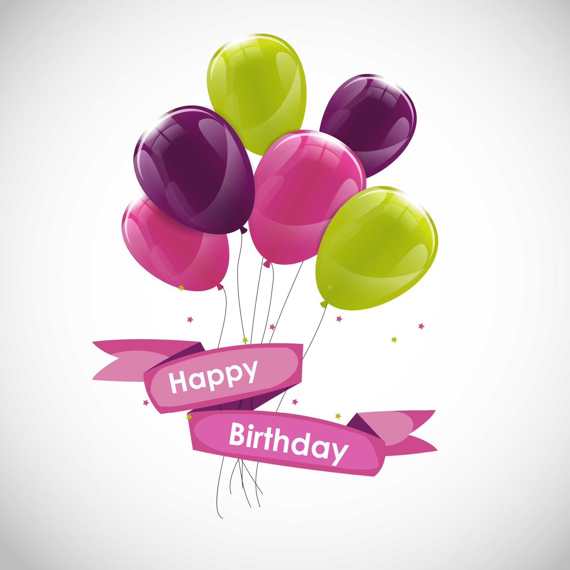 Color Glossy Happy Birthday Balloons Banner Background Free Vector