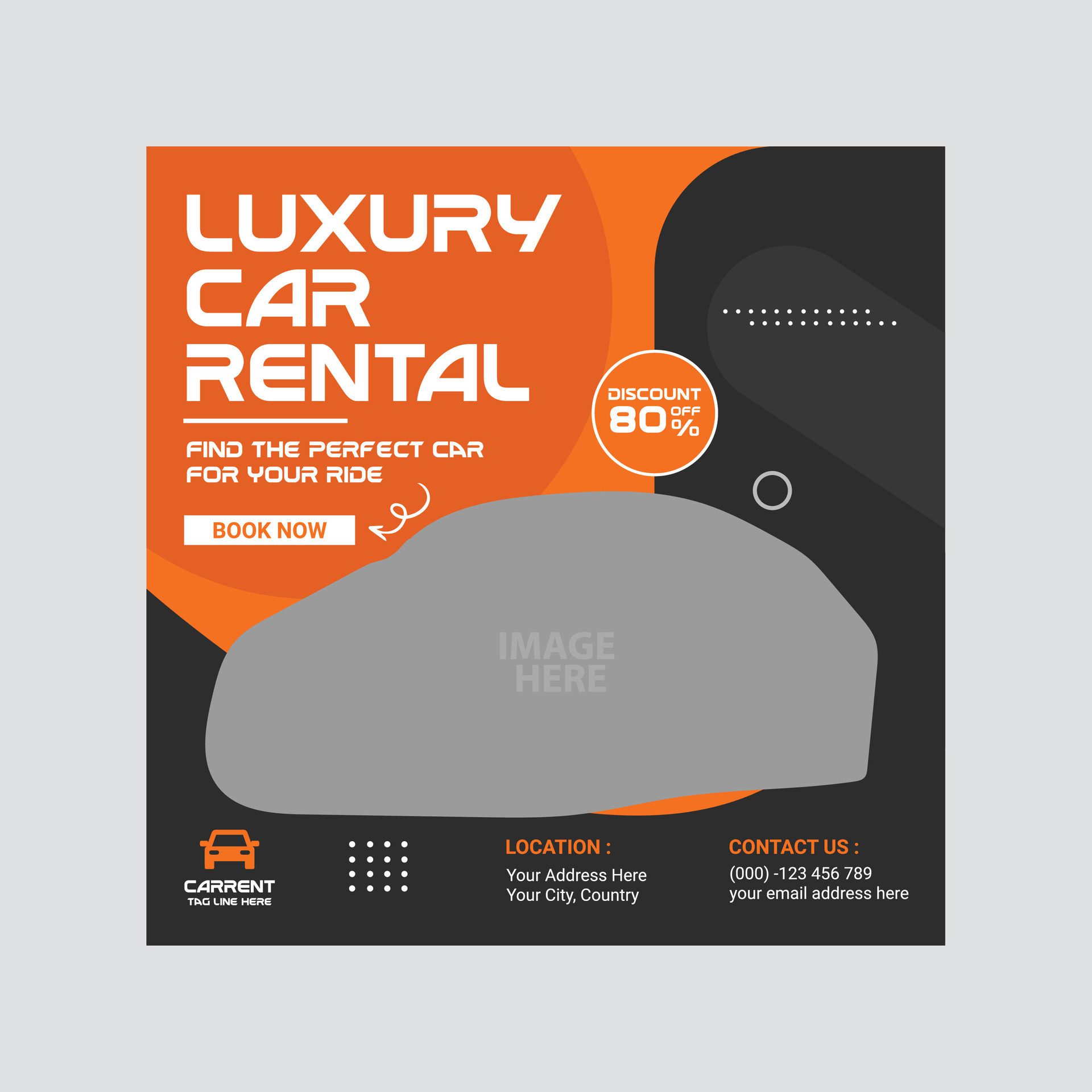 Car rental social media post template banner for promotion Free Vector