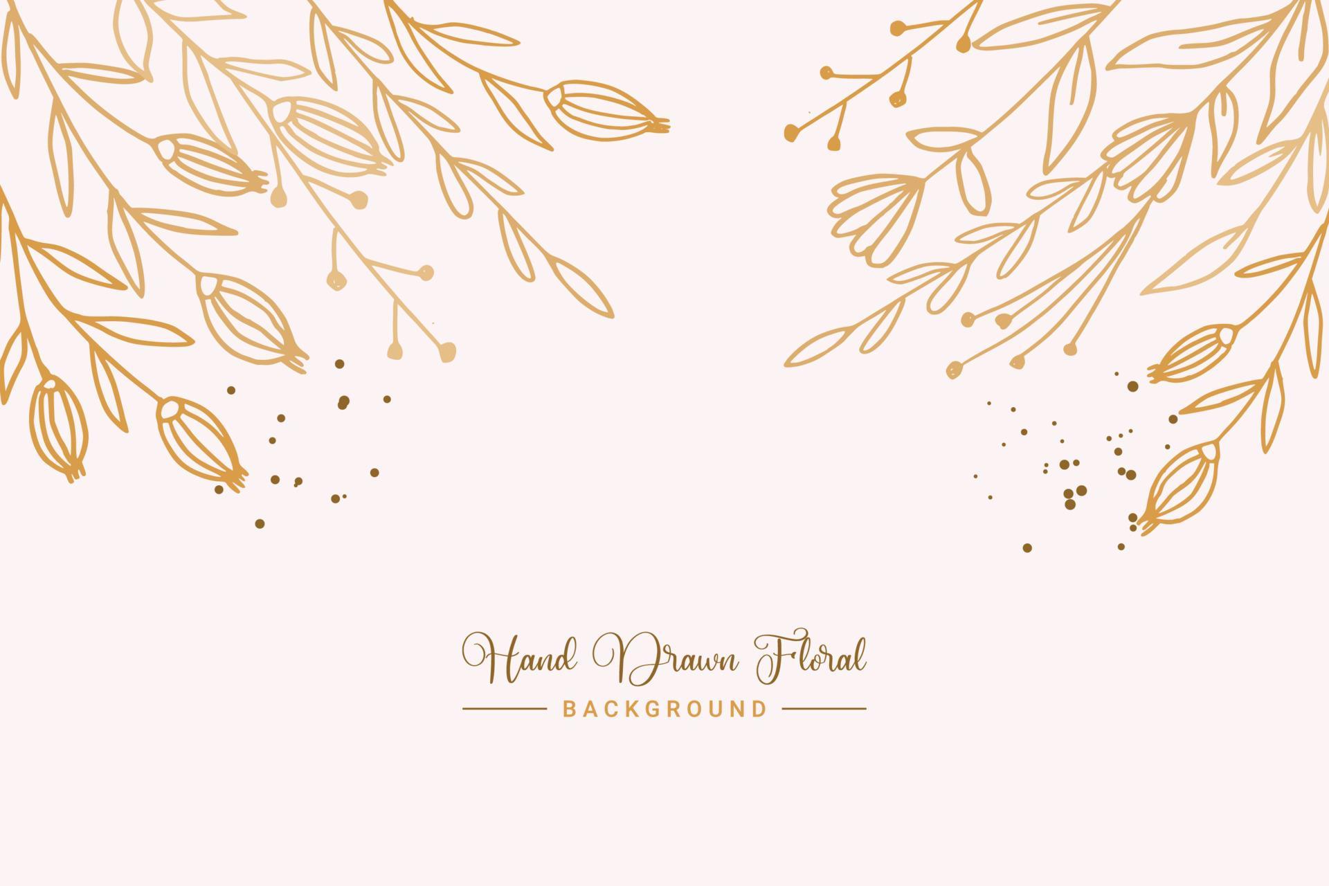 Elegant golden floral background with hand drawn flowers and leaves illustration decoration Stock Free and Free SVG