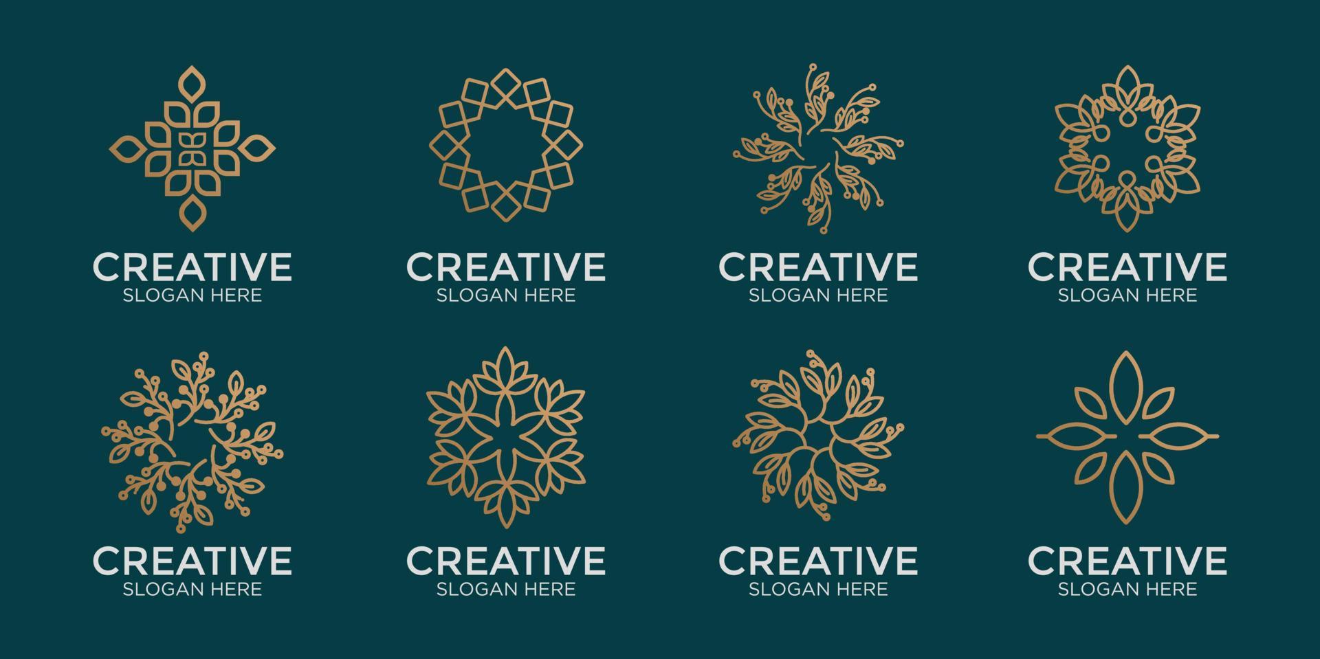 hand drawn flower logo set Stock Free and Free SVG