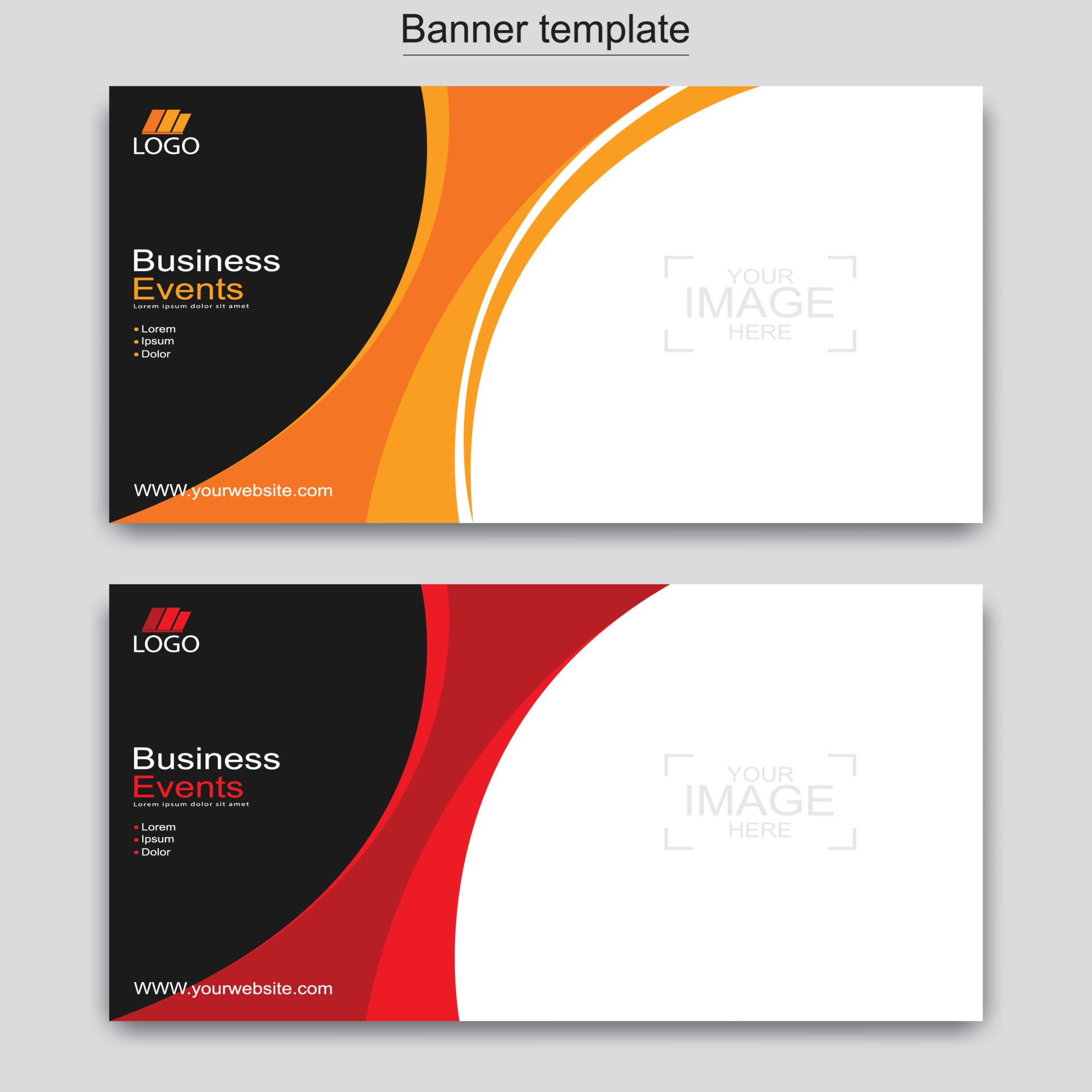 Vector abstract design web banner template. Web Design Elements – Header Design. Abstract geometric web banner template on grey background. Free Vector