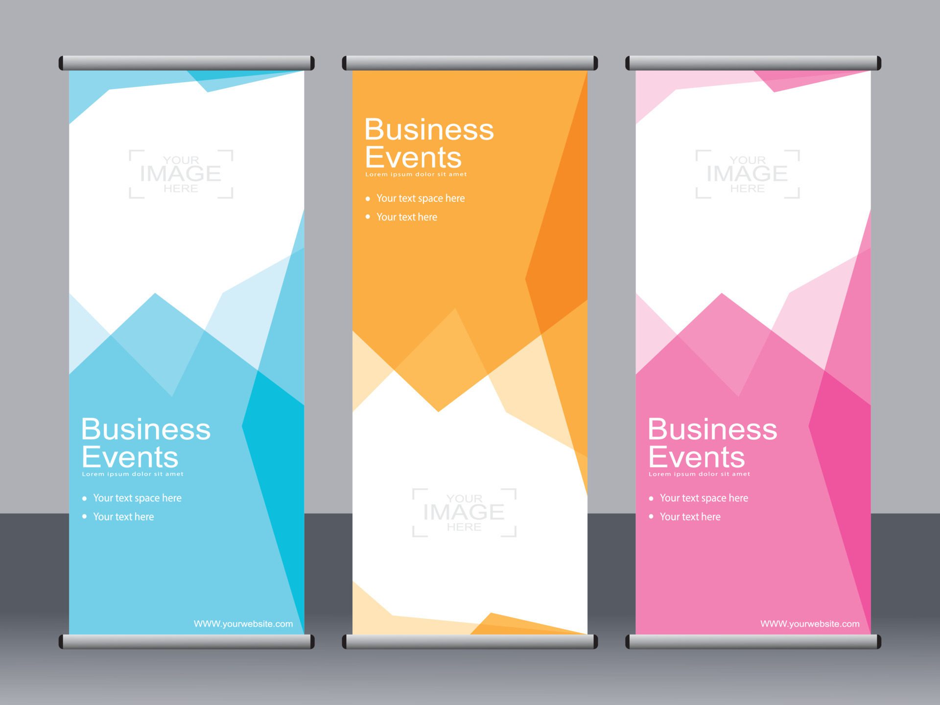 Business banner roll up set standee banner template. Free Vector