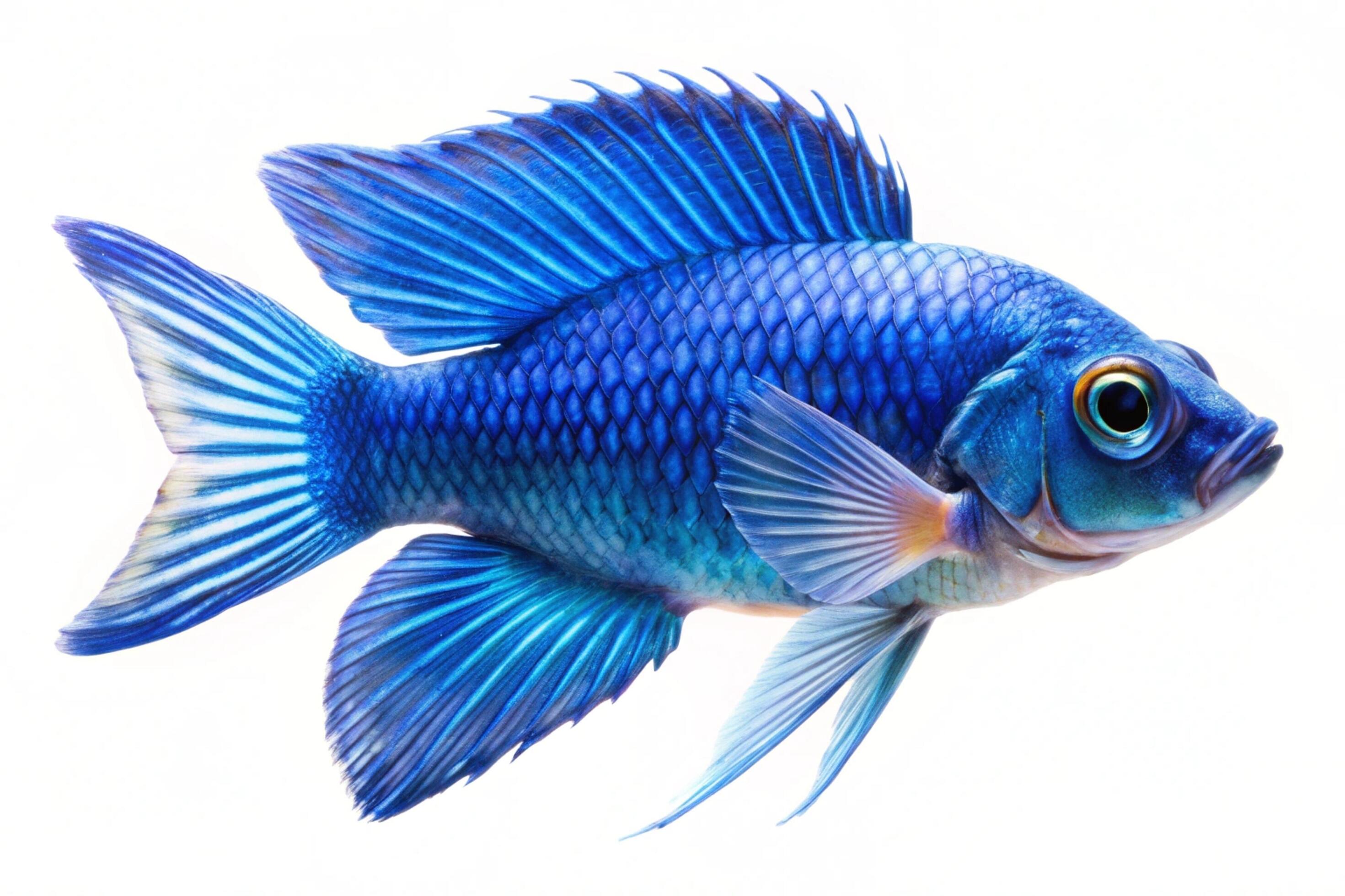 Blue ornamental fish isolated on white background Stock Free