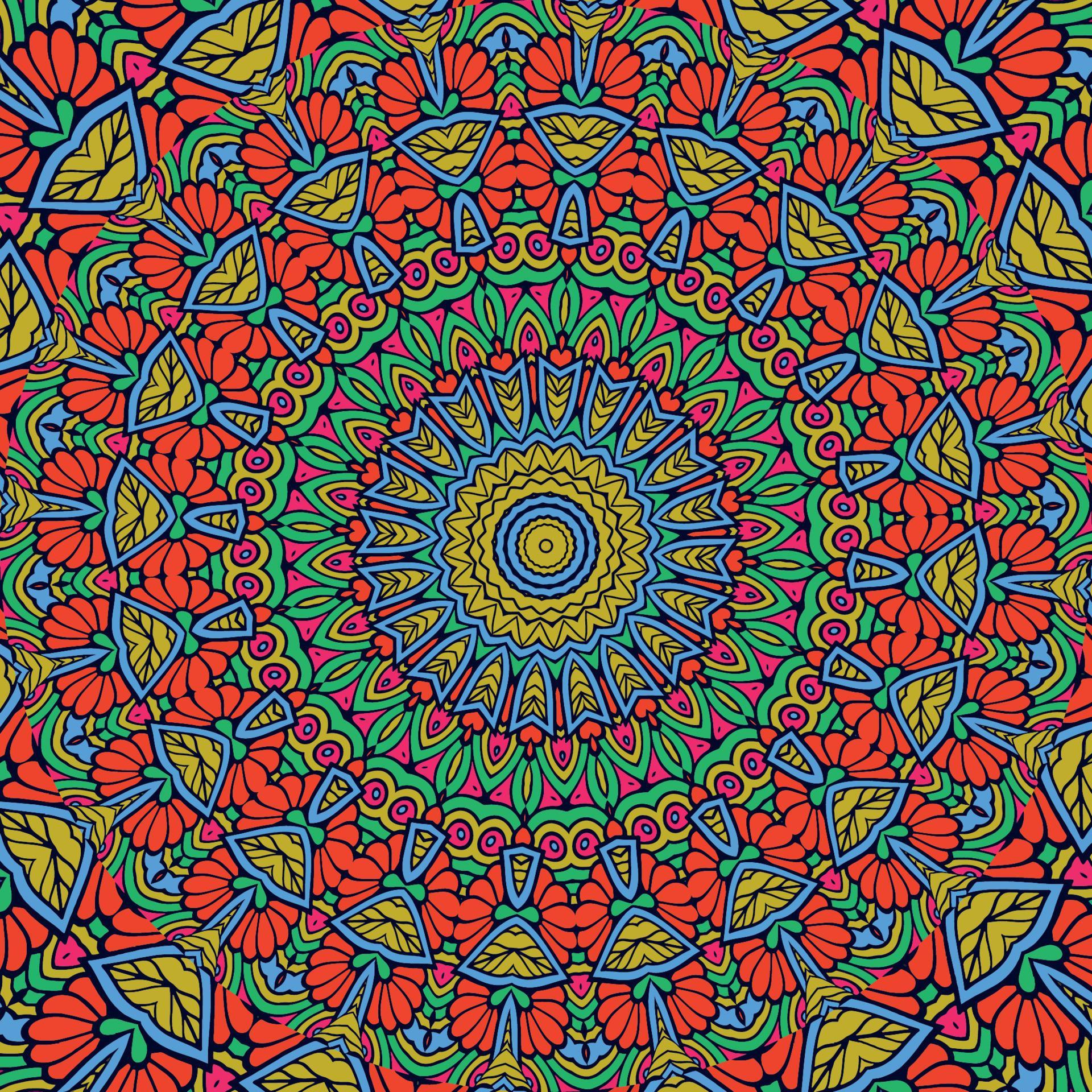 A colorful mandala with a pattern of flowers Stock Free