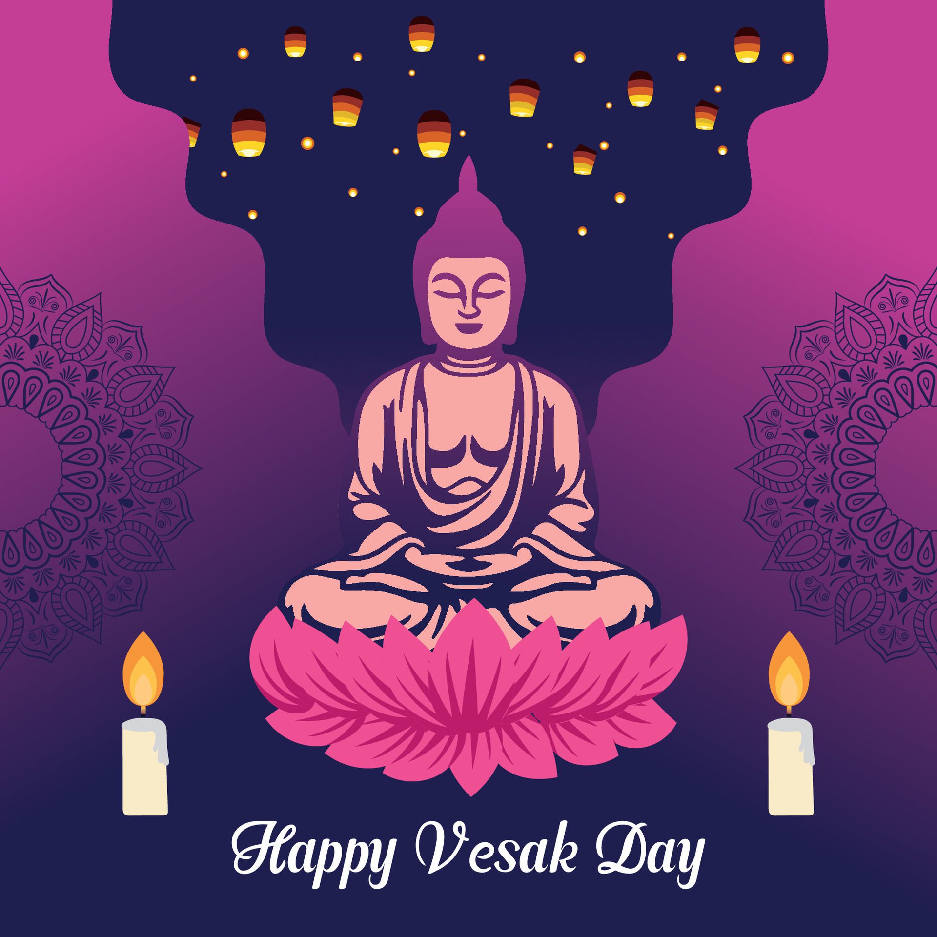 Flat vertical poster template for vesak day illustration festival celebration social media post and vesak day Banner Free Vector