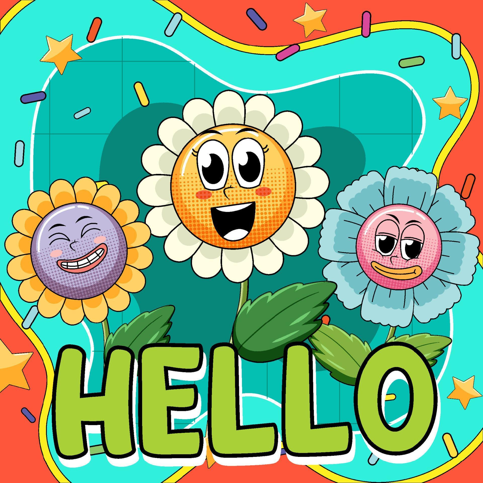 
									Flower word expression comic syle Stock Free