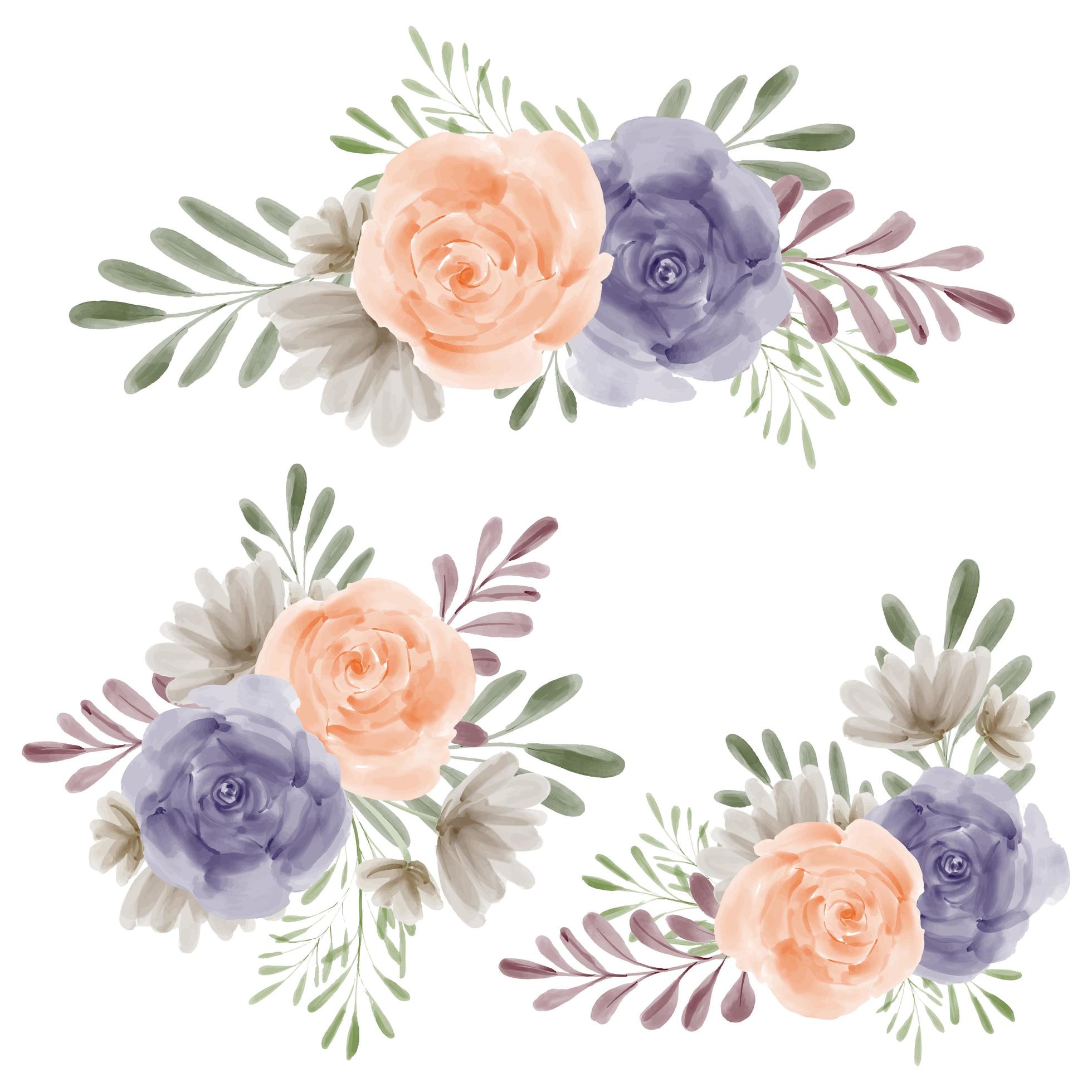 Watercolor rose flower arrangement set for decoration element Stock Free