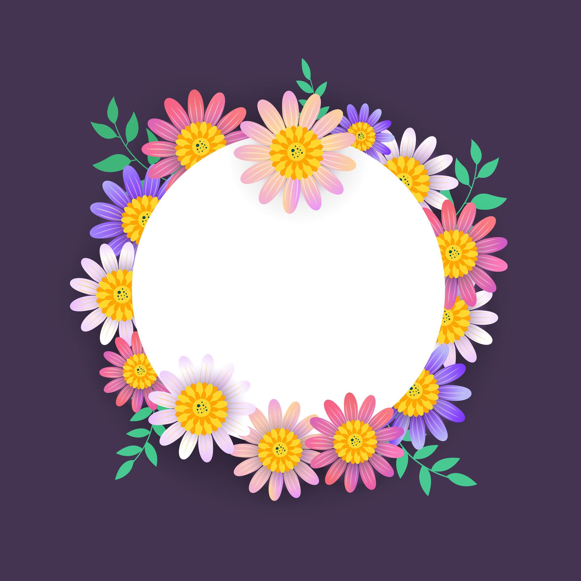 Spring circular frame with beautiful flowers Stock Free